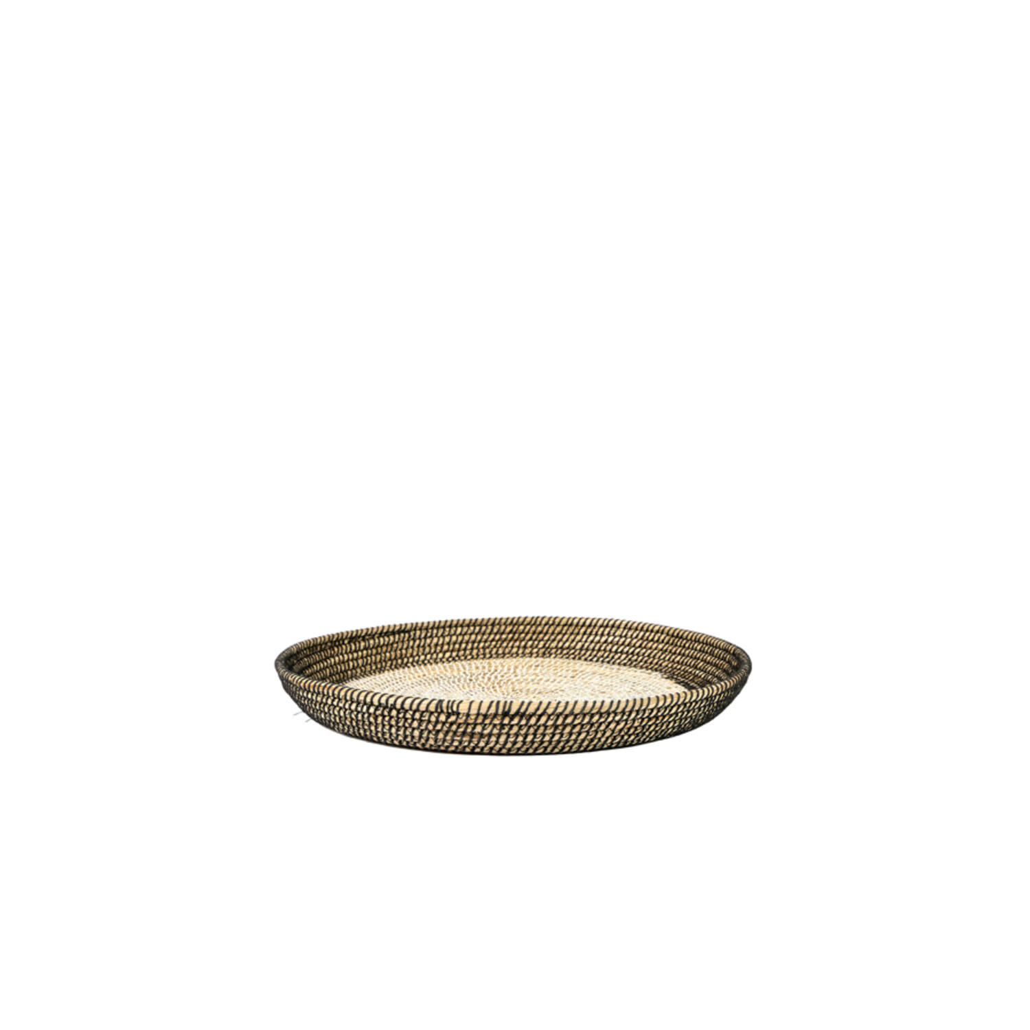 Dish/wall orn S/2 Ø40x4,5+Ø50x6 cm BURICA seagrass nat+black