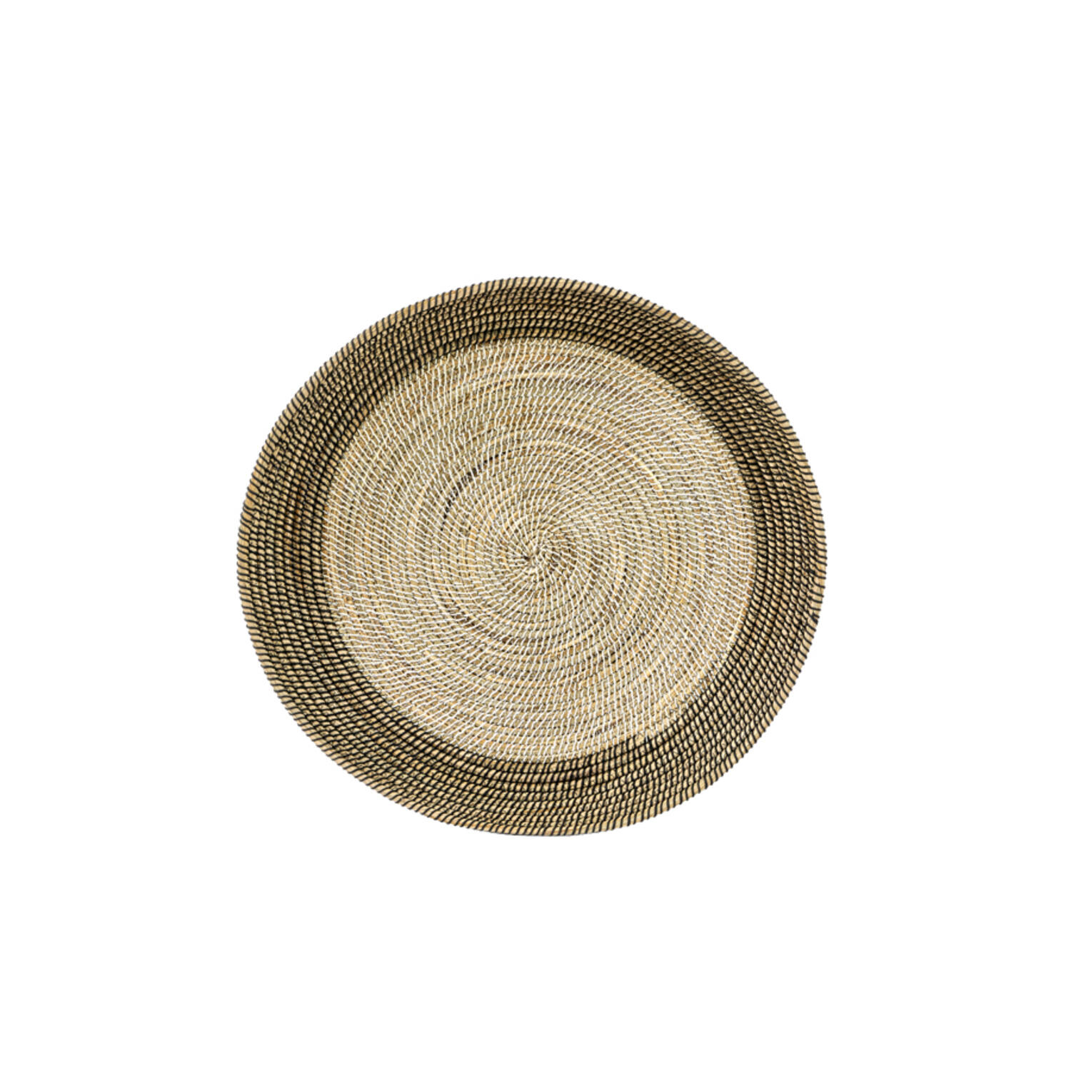 Dish/wall orn S/2 Ø40x4,5+Ø50x6 cm BURICA seagrass nat+black