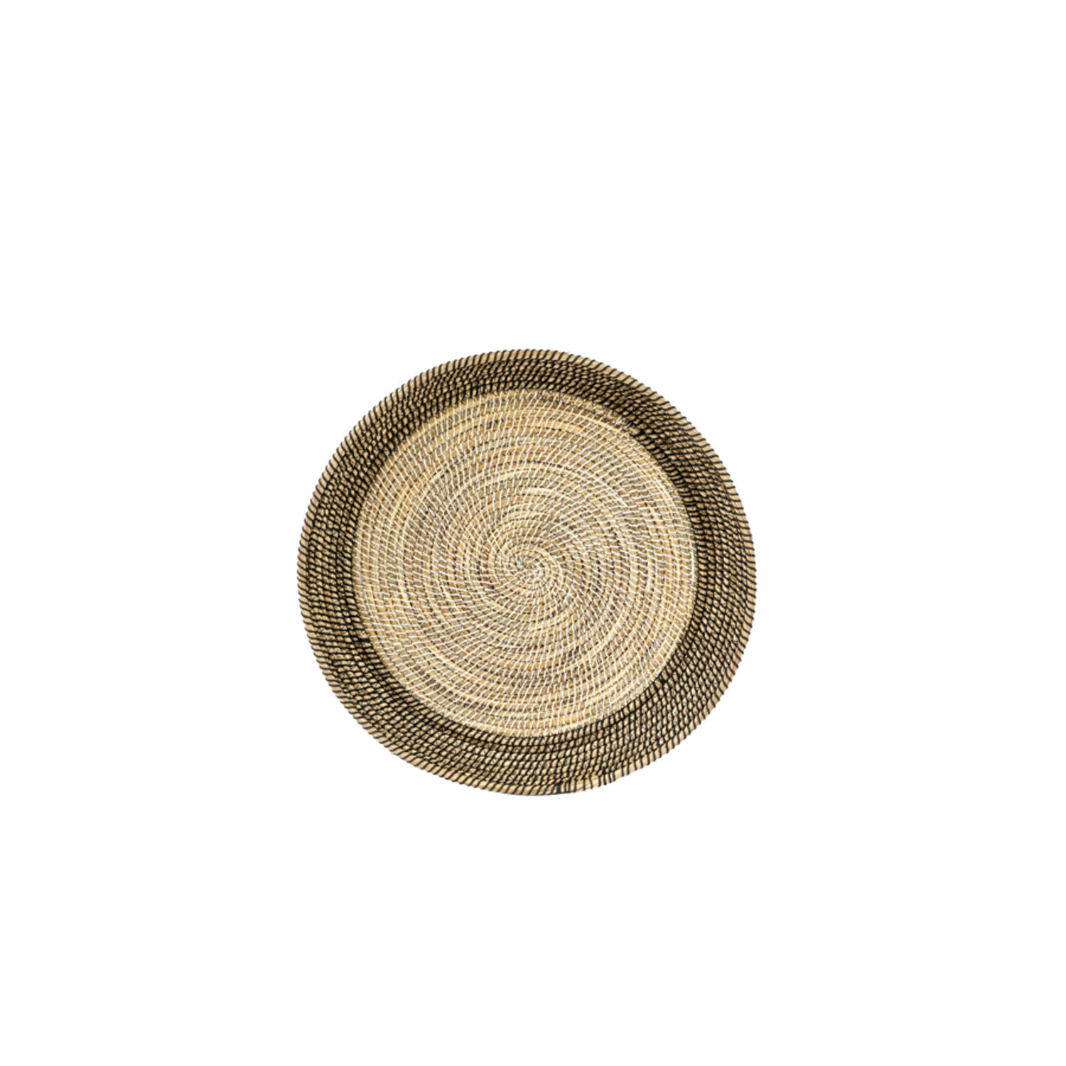 Dish/wall orn S/2 Ø40x4,5+Ø50x6 cm BURICA seagrass nat+black