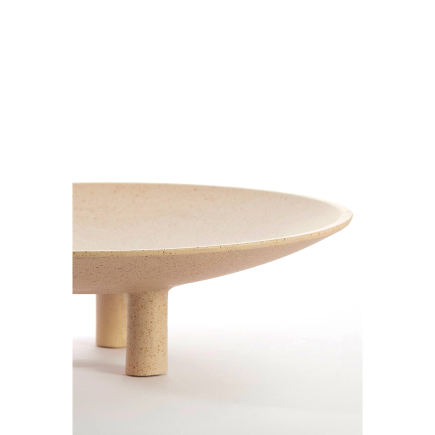 Plateau op voet Ø40x11 cm TABUA zand+licht bruin gespikkeld
