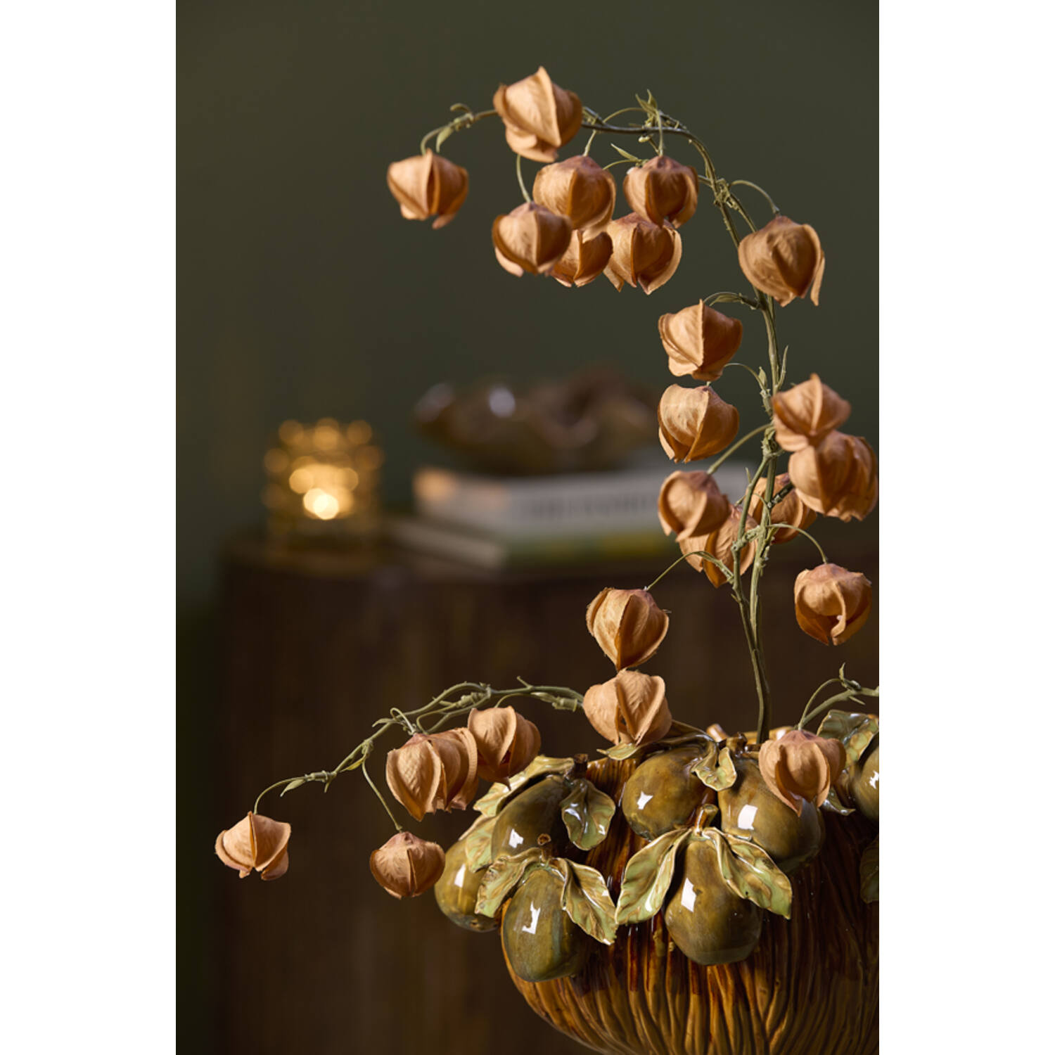 Artificial flower 20x10x100 cm PHYSALIS terra-orange