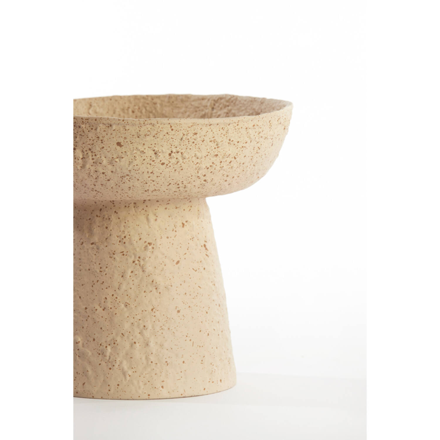 Schaal op voet Ø20,5x18 cm OTA zand+licht bruin gespikkeld