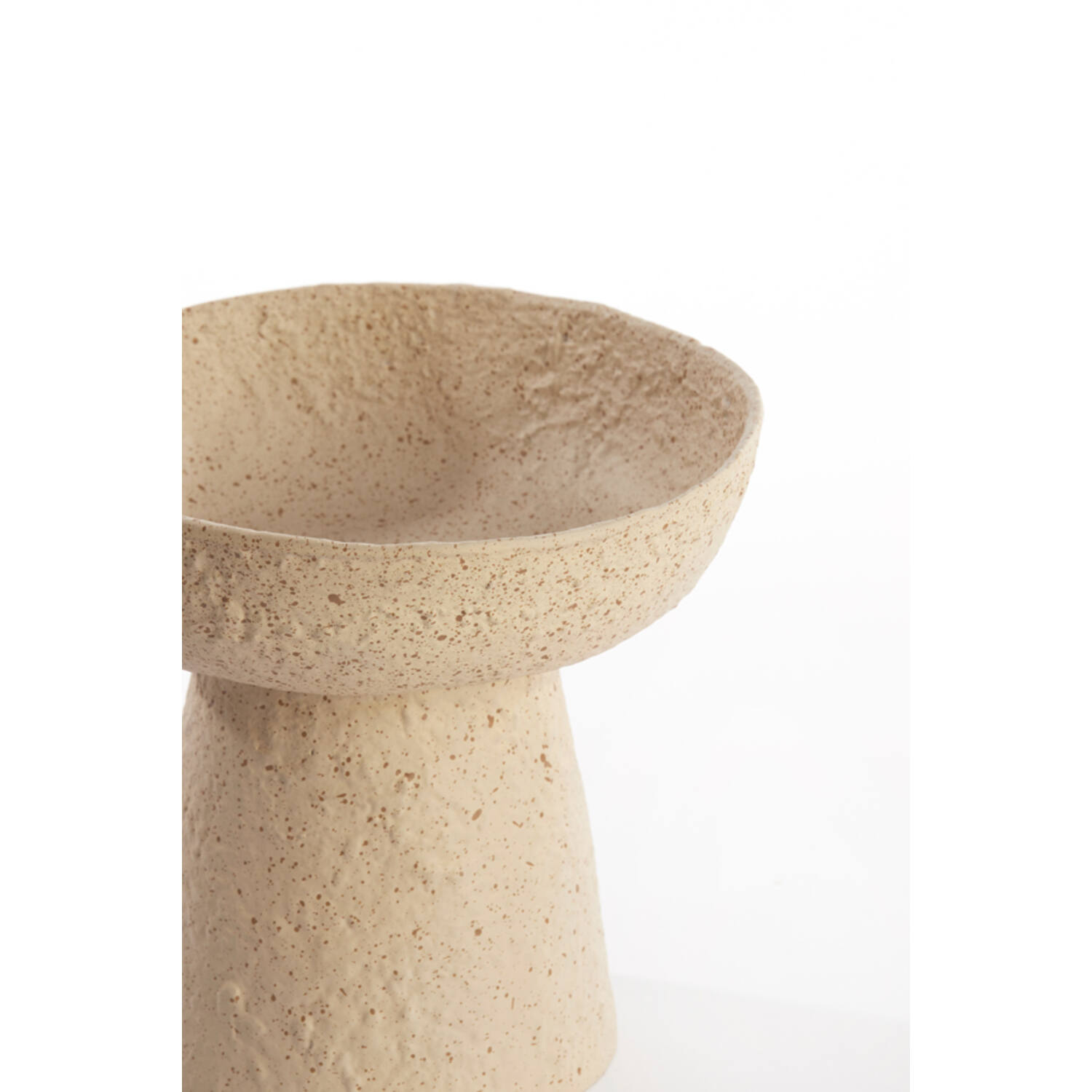 Schaal op voet Ø20,5x18 cm OTA zand+licht bruin gespikkeld