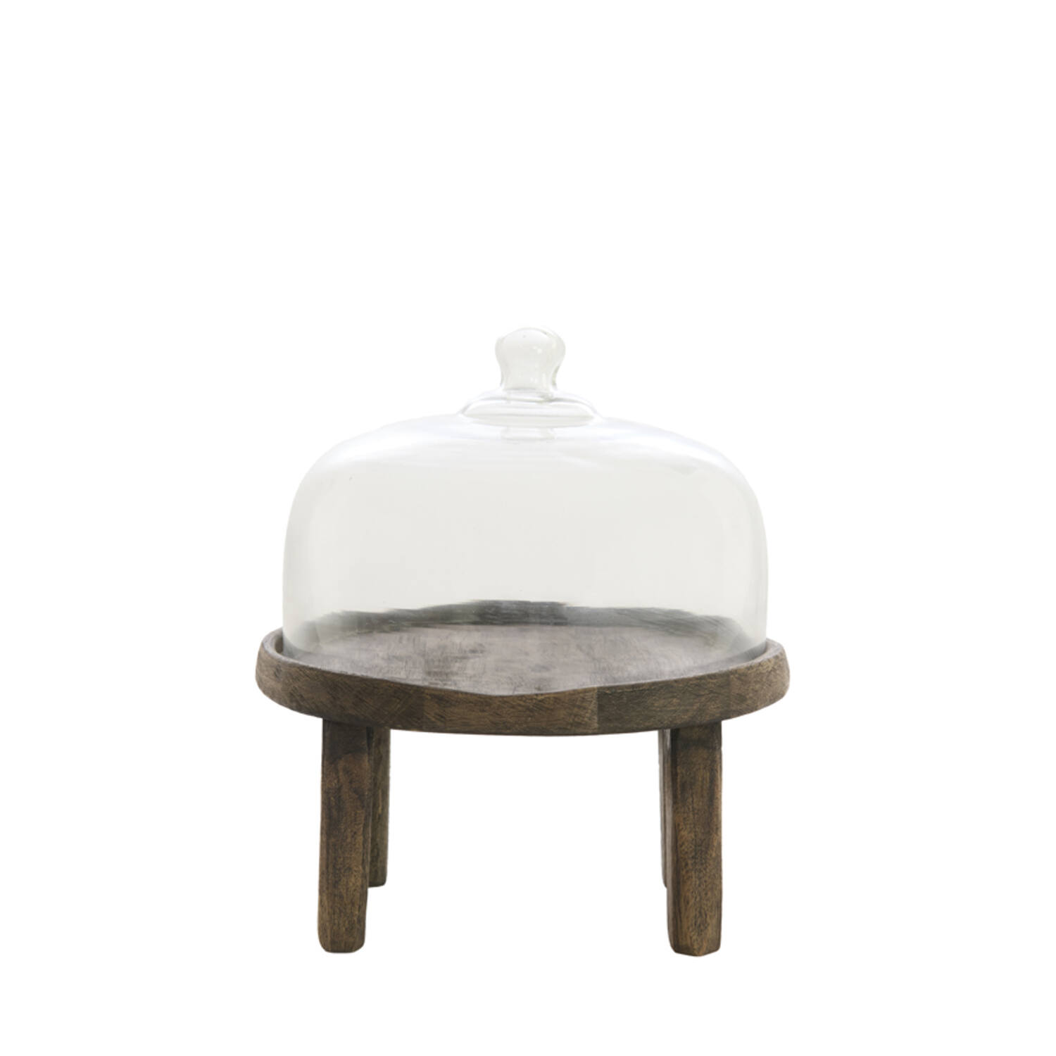 Dish Ø27x30 cm BIA mango wood antique brown+glass clear