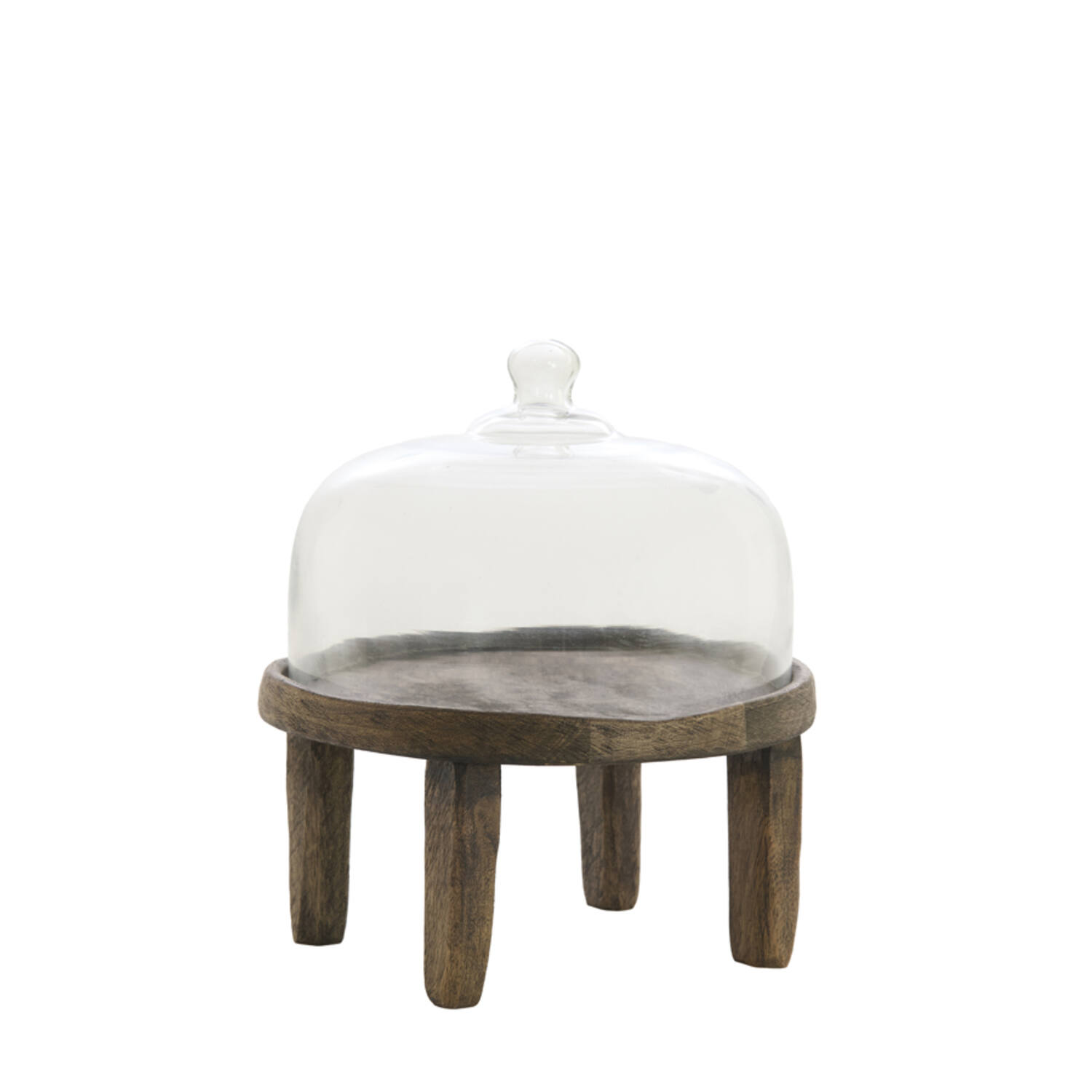 Dish Ø27x30 cm BIA mango wood antique brown+glass clear