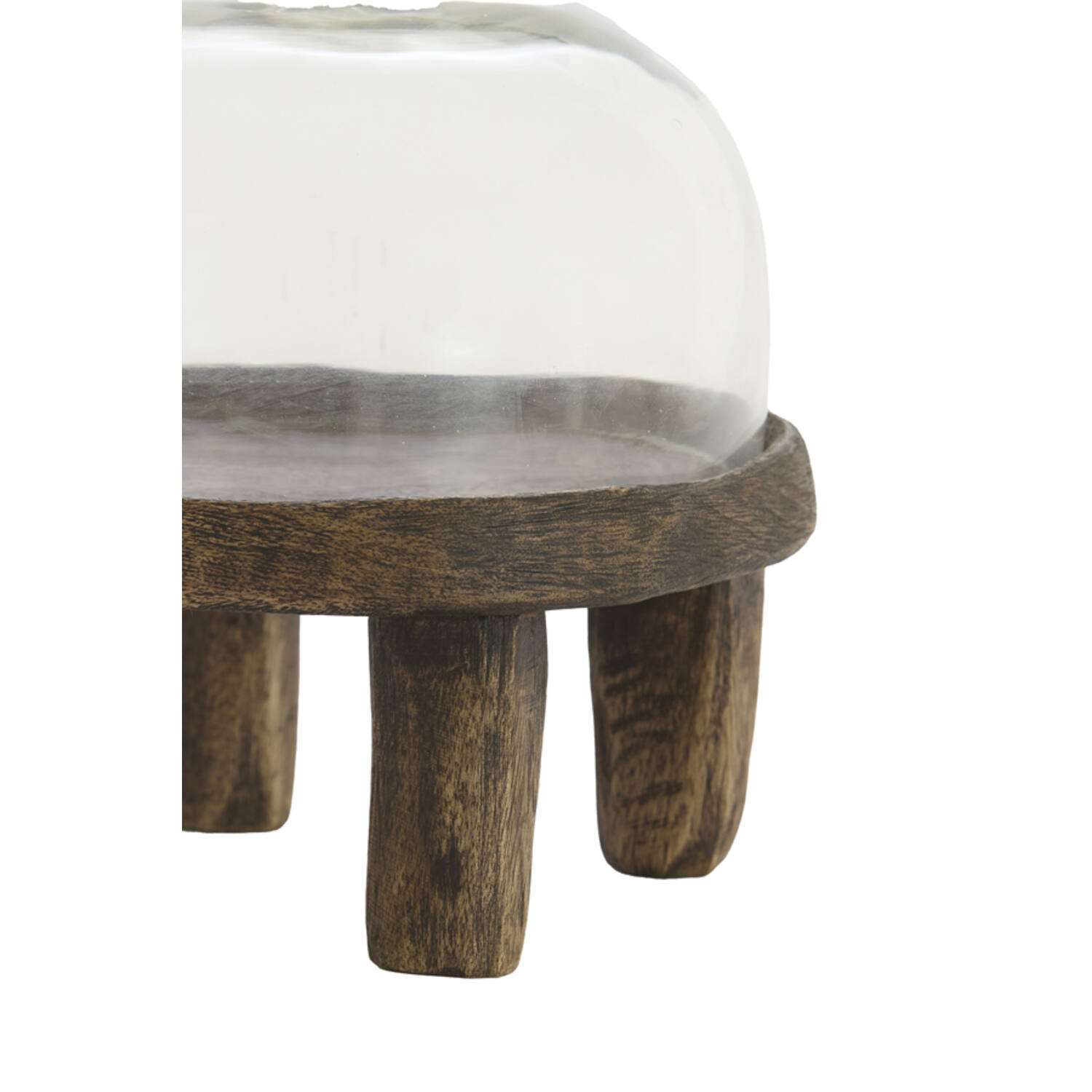 Dish Ø20,5x24 cm BIA mango wood antique brown+glass clear