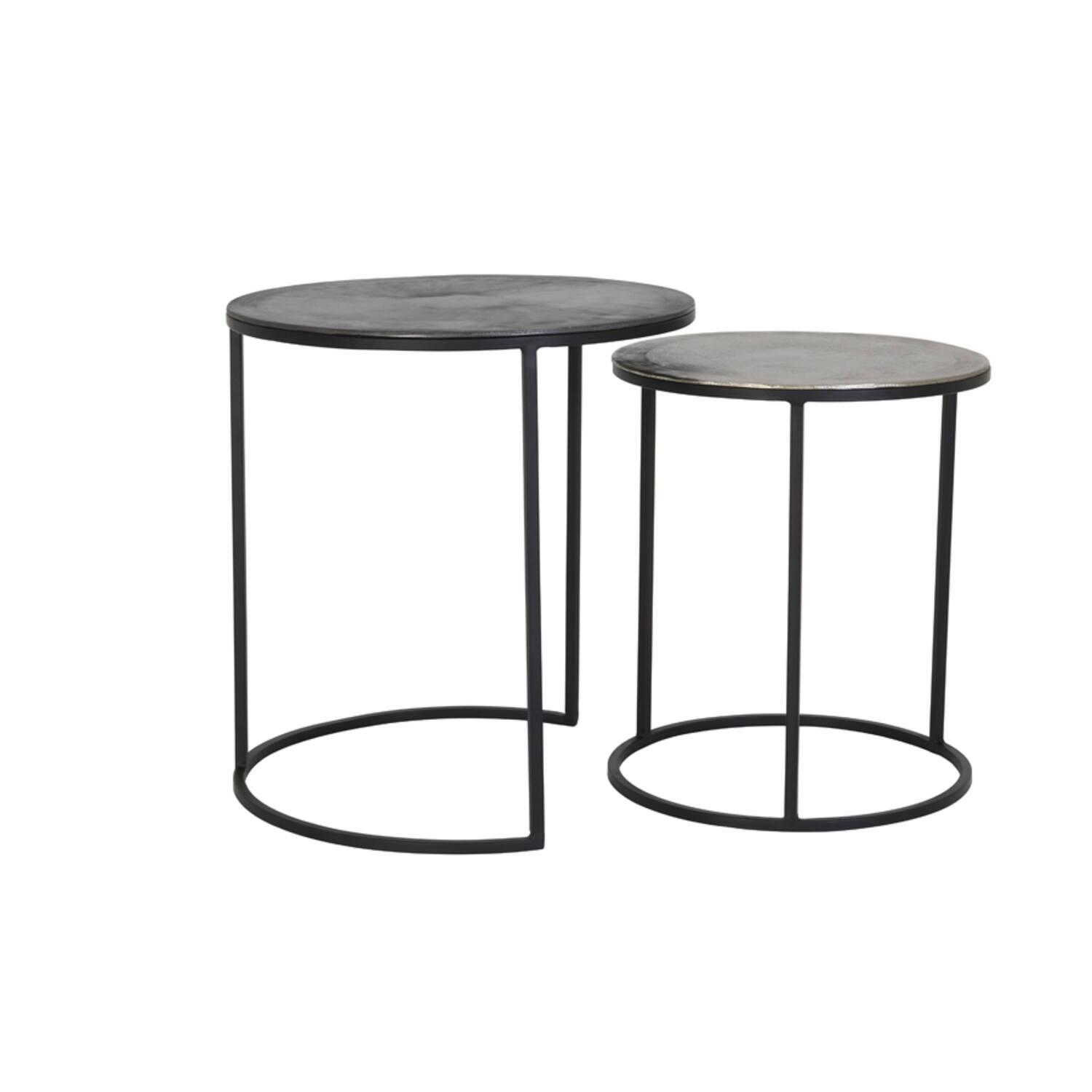 Bijzettafel S/2 Ø40x45+Ø49x50,5 cm TALCA ruw lood+ant. lood