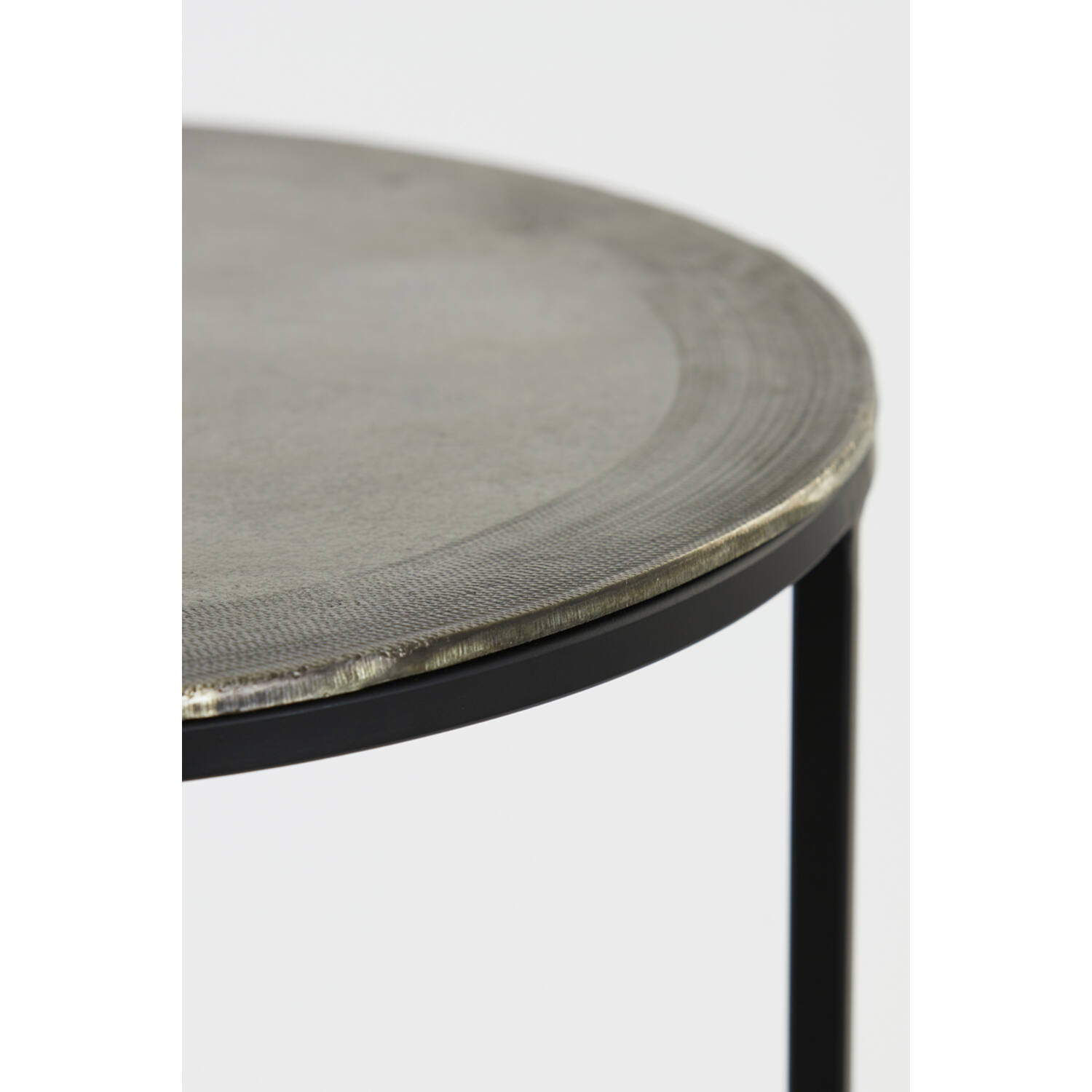 Bijzettafel S/2 Ø40x45+Ø49x50,5 cm TALCA ruw lood+ant. lood
