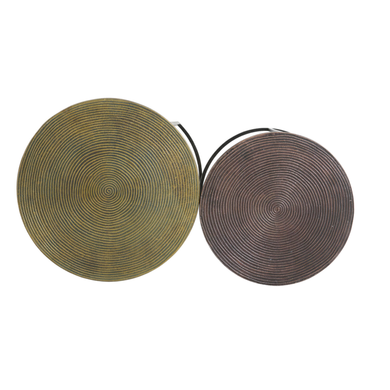 Bijzettafel S/2 Ø41x46+Ø49x52 cm TALCA ant koper+brns circ