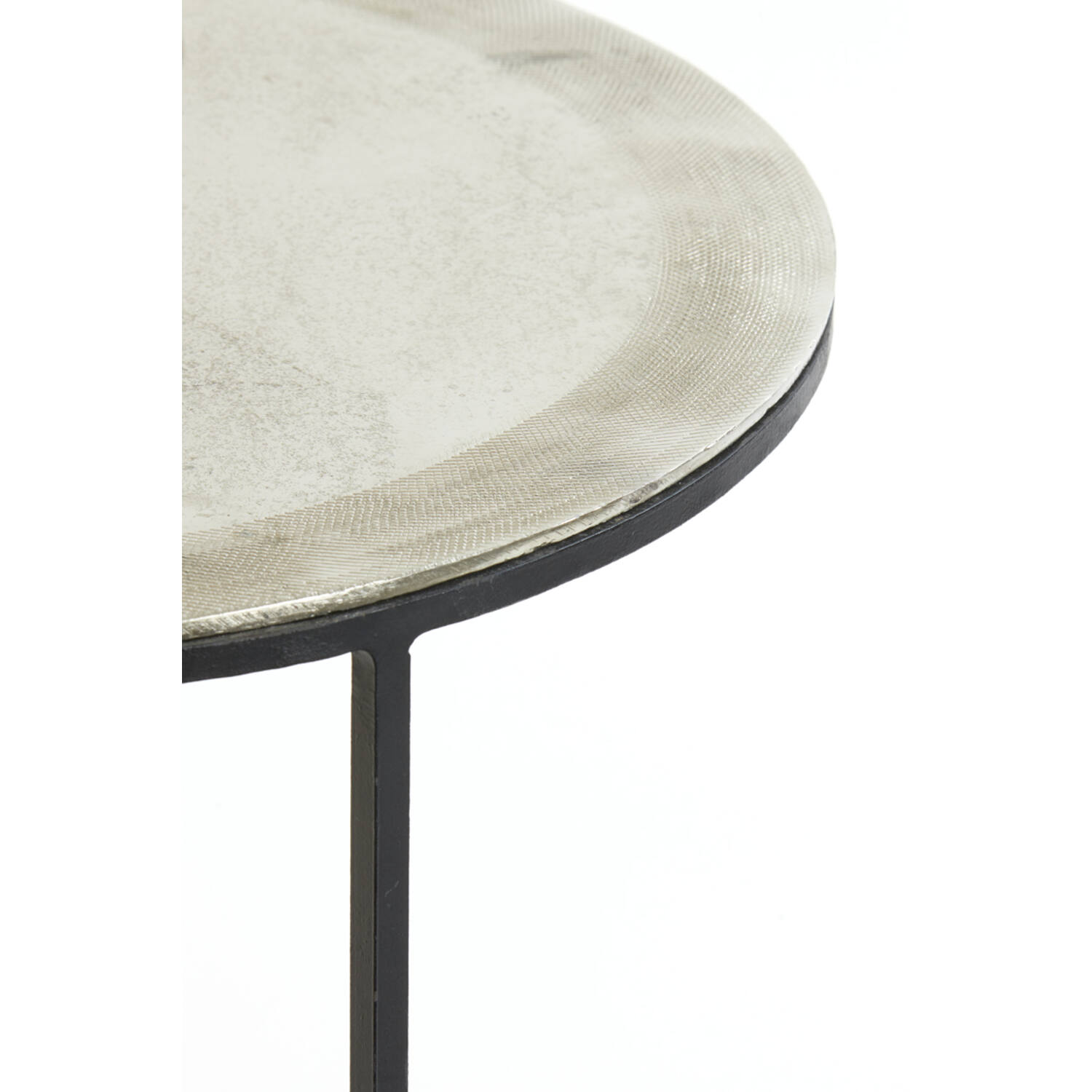 Bijzettafel S/2 Ø41x46+Ø49x52 cm TALCA ruw nikkel
