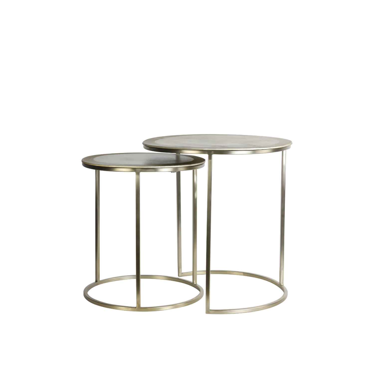 Bijzettafel S/2 Ø40x45+Ø50x52 cm TALCA licht goud