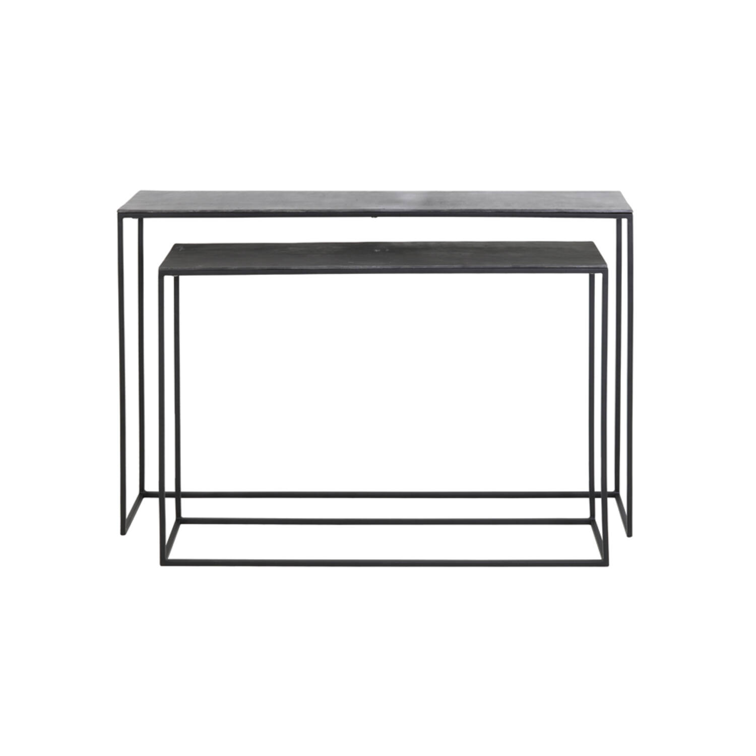 Side table S/2 max 120x25x80 cm BOCA ruw lood ant-mat zwart