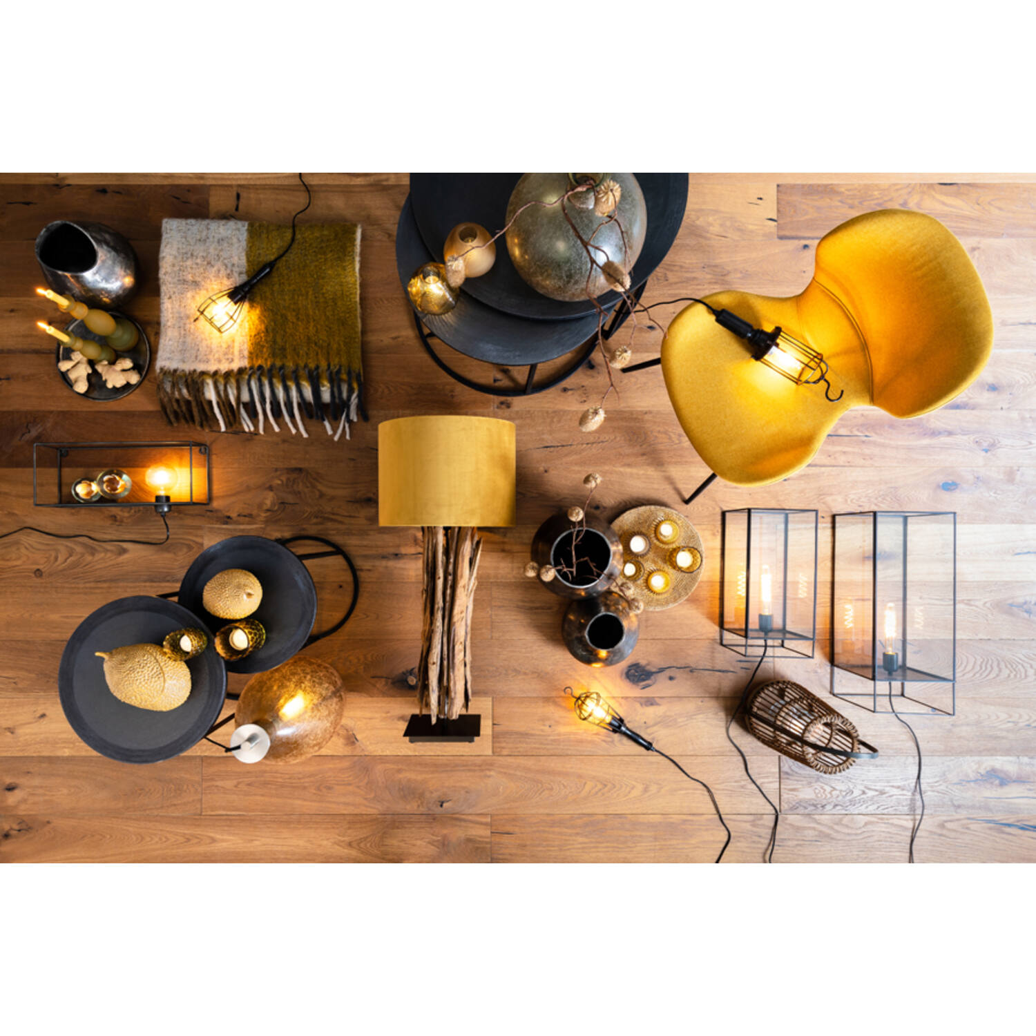 Bijzettafel S/2 Ø35x51+Ø40x60 cm TALCA lood antiek edge