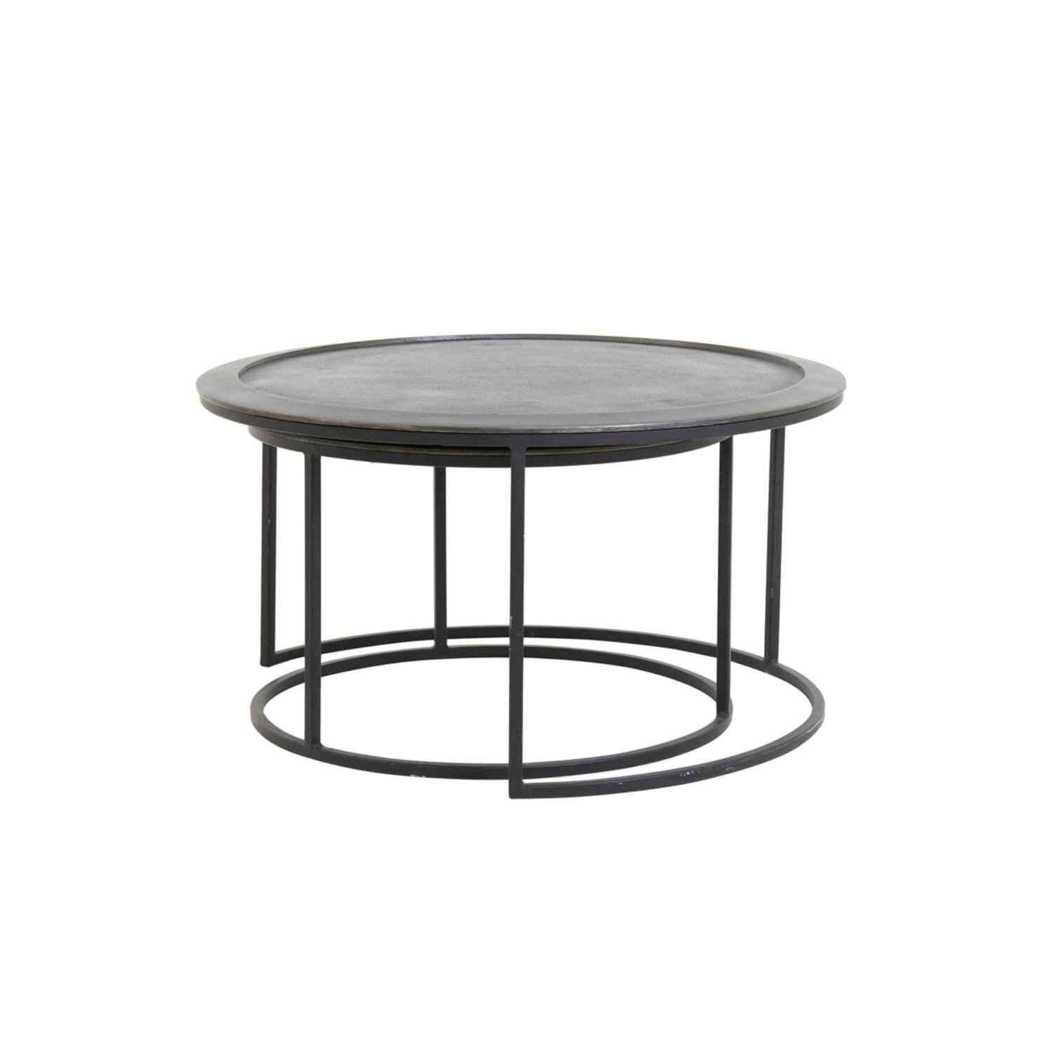 Coffee table S/2 Ø60x38+Ø78x42 cm TALCA lead antiq deep edge