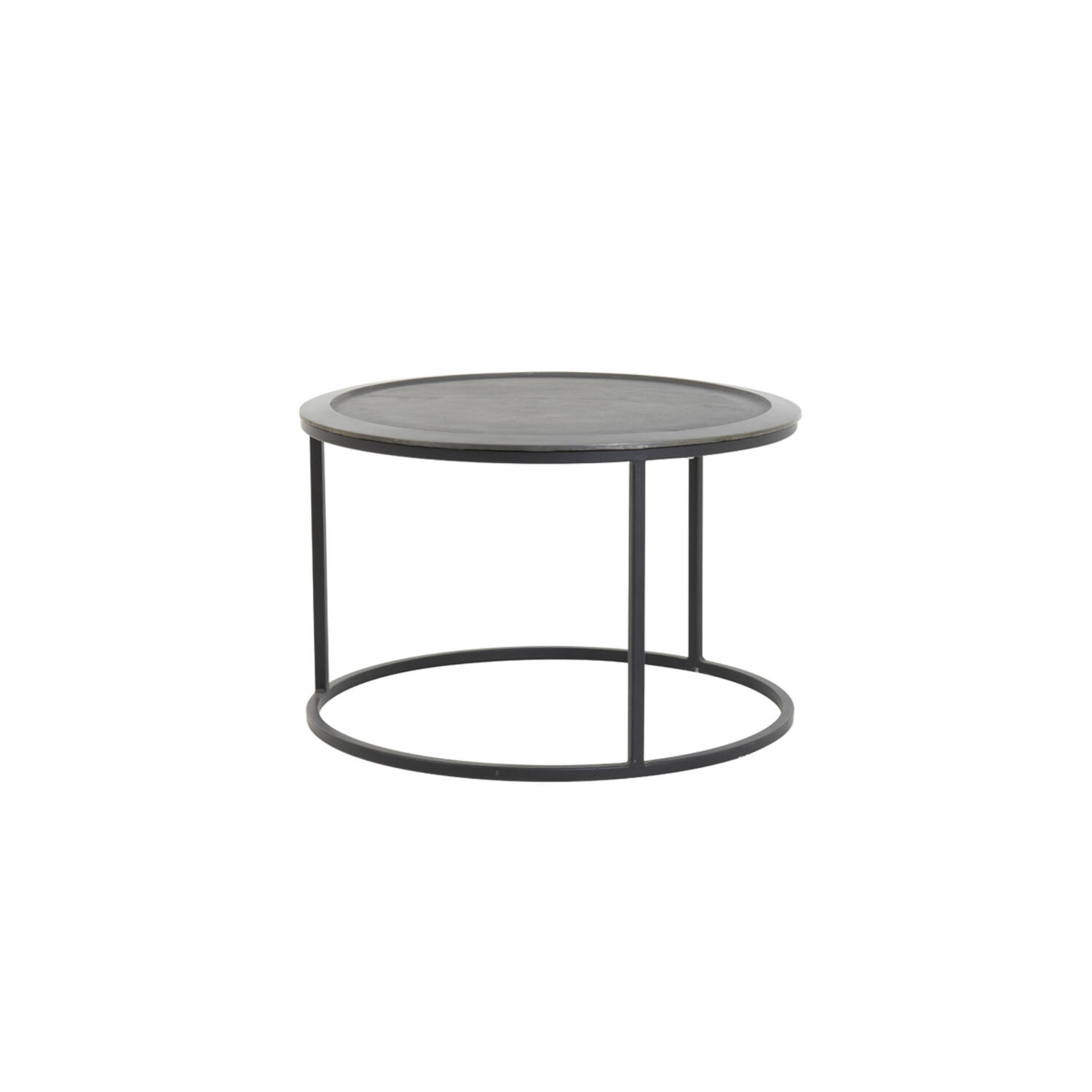 Coffee table S/2 Ø60x38+Ø78x42 cm TALCA lead antiq deep edge