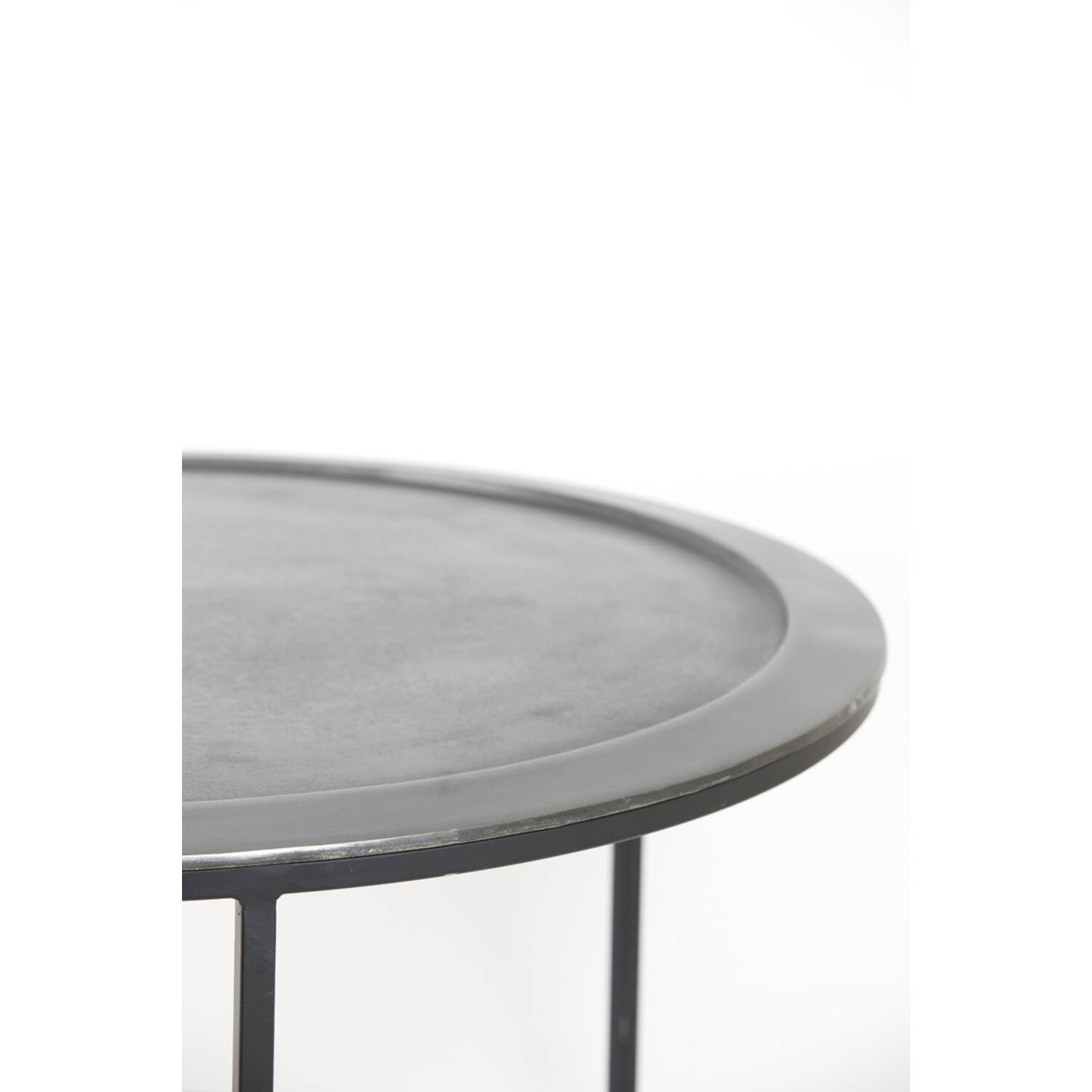 Coffee table S/2 Ø60x38+Ø78x42 cm TALCA lead antiq deep edge