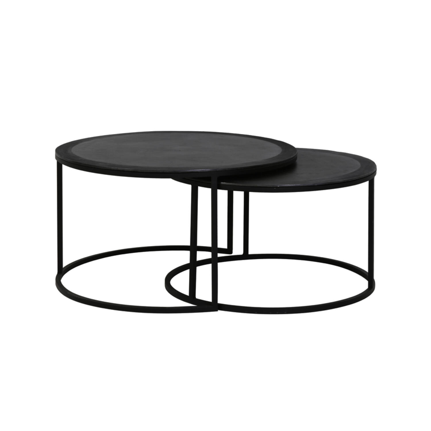 Salontafel S/2 Ø67,5x39,5+Ø75x45 cm TALCA lood antiek edge