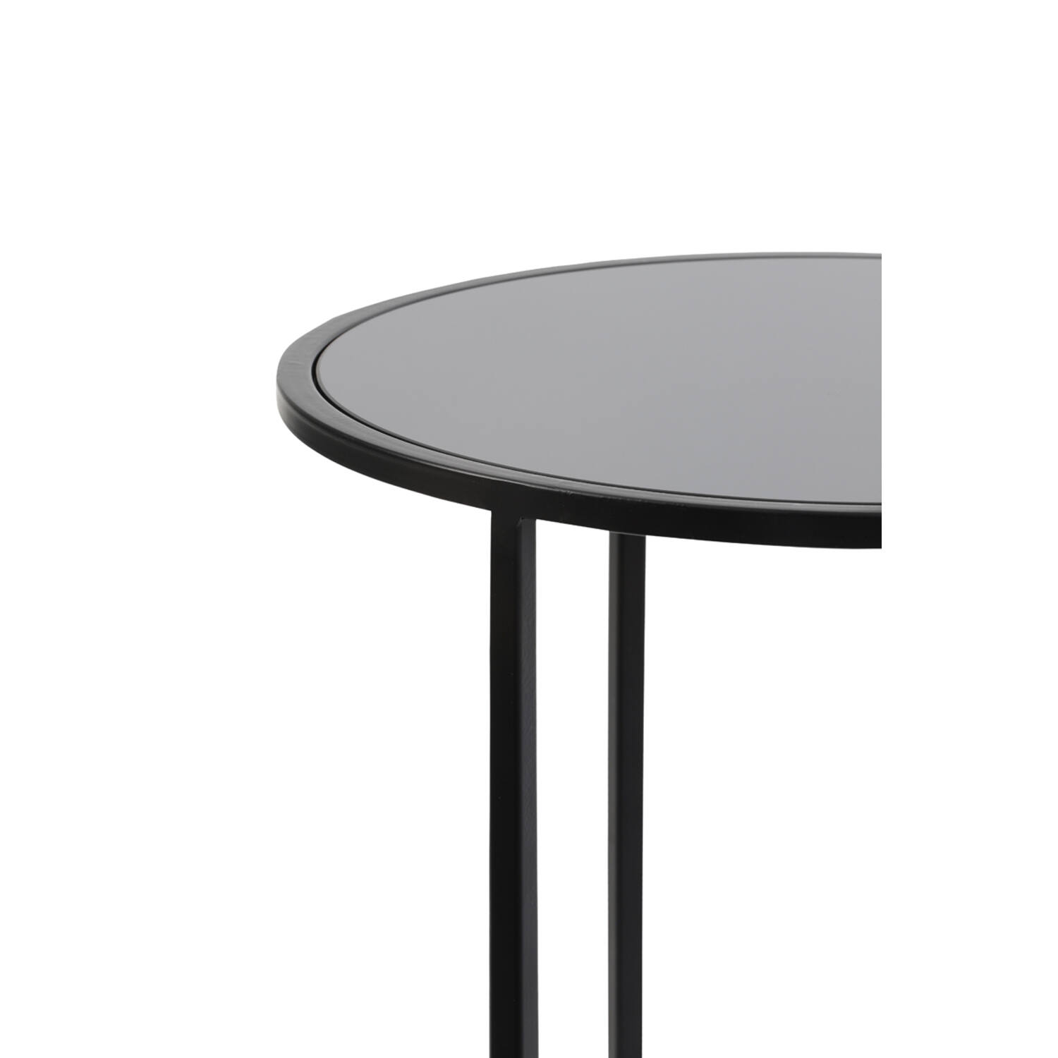 Bijzettafel S/2 Ø40x45+Ø50x52 cm DUARTE glas zwart-mat zwart