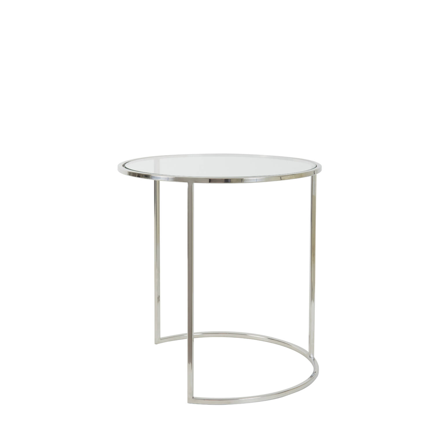 Bijzettafel S/2 Ø40x45+Ø50x52 cm DUARTE nikkel+glas