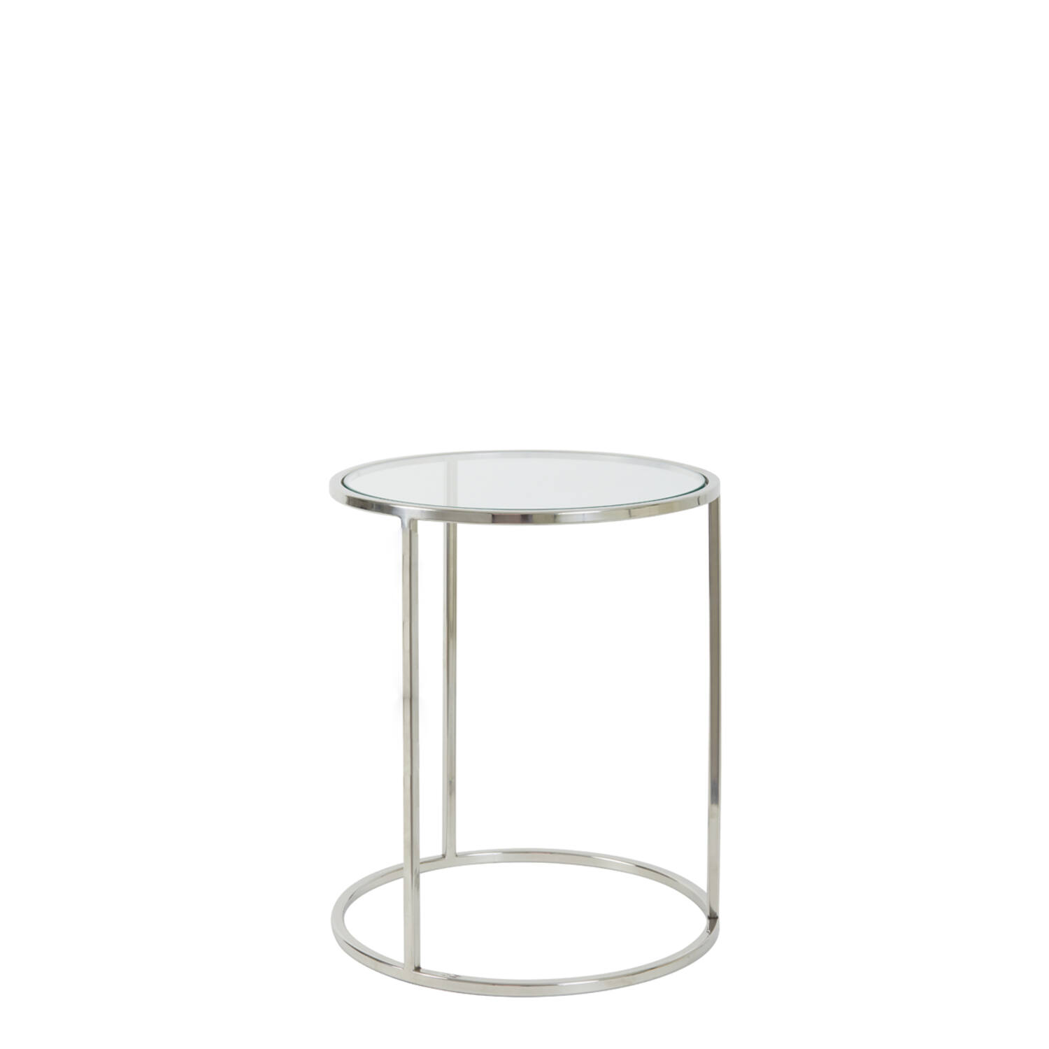 Bijzettafel S/2 Ø40x45+Ø50x52 cm DUARTE nikkel+glas