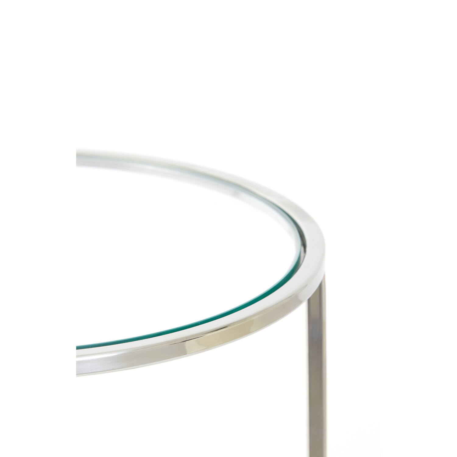 Bijzettafel S/2 Ø40x45+Ø50x52 cm DUARTE nikkel+glas