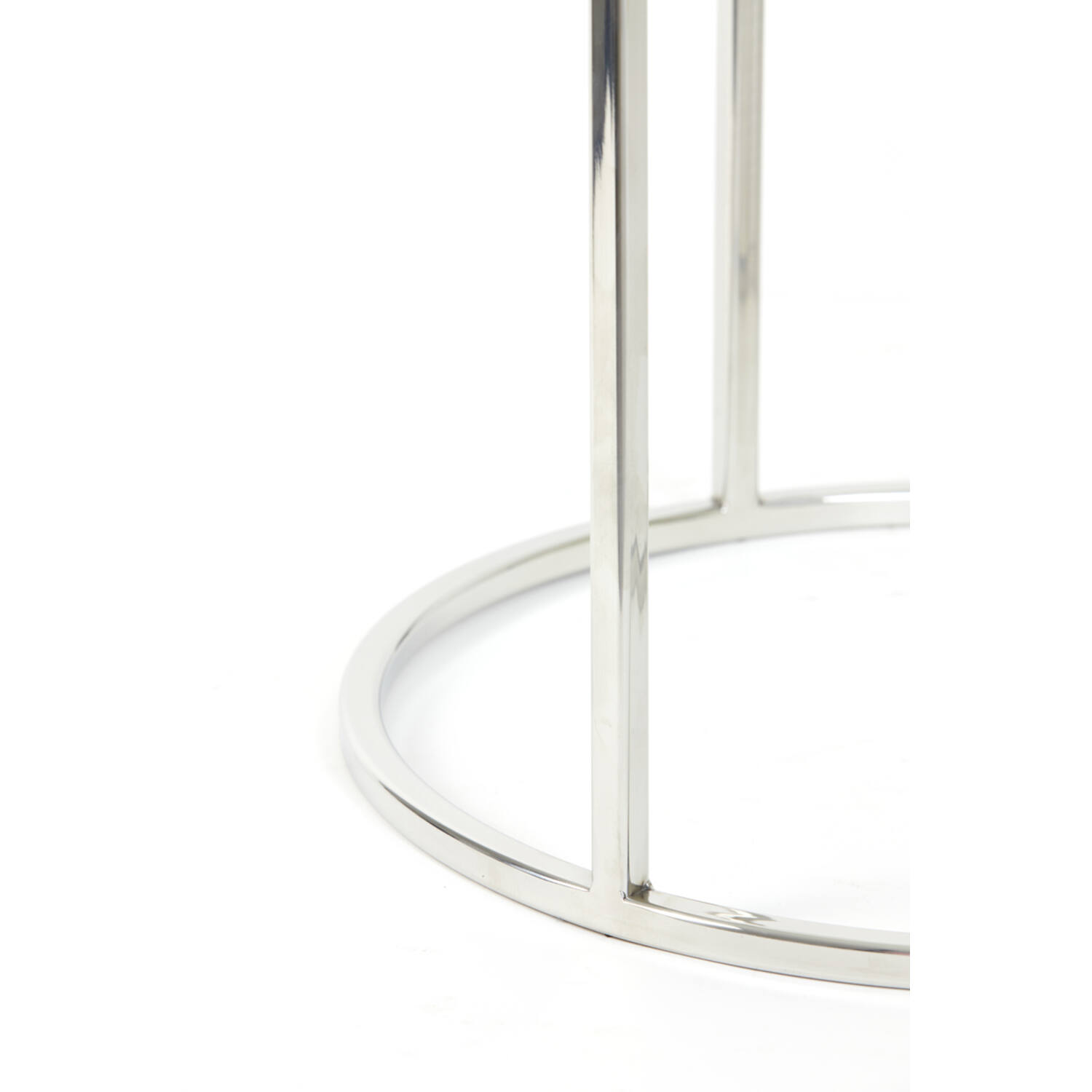 Bijzettafel S/2 Ø40x45+Ø50x52 cm DUARTE nikkel+glas