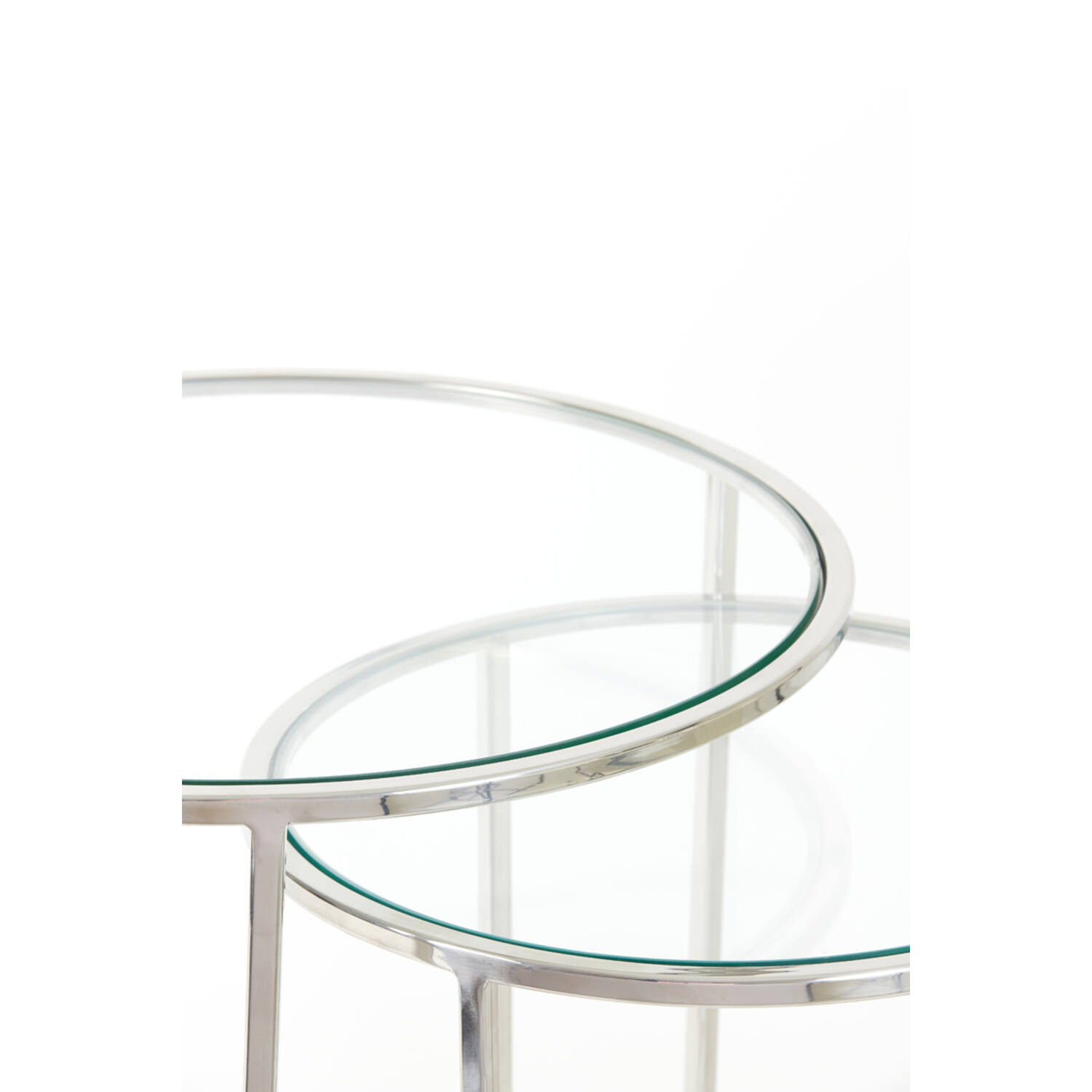 Bijzettafel S/2 Ø40x45+Ø50x52 cm DUARTE nikkel+glas