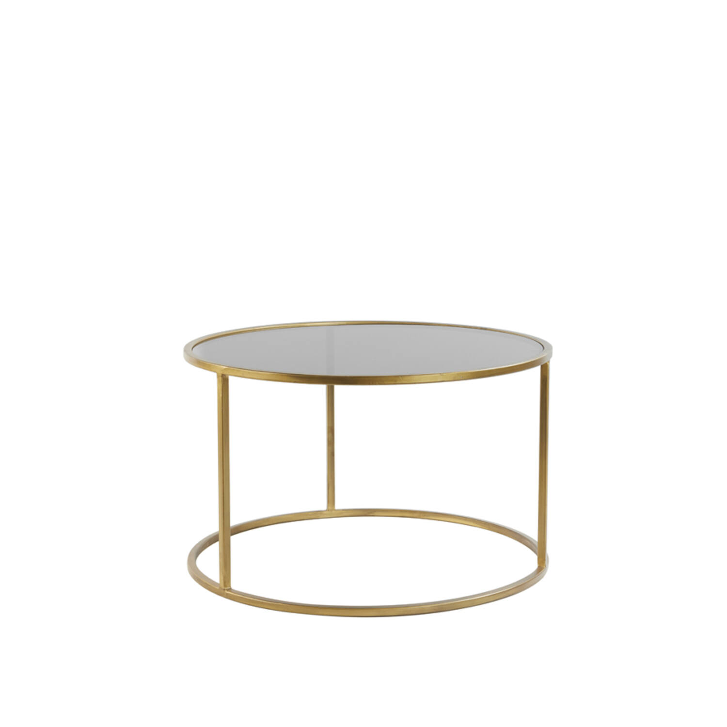 Salontafel S/2 Ø65x39+Ø75x44 cm DUARTE smoke glas-goud