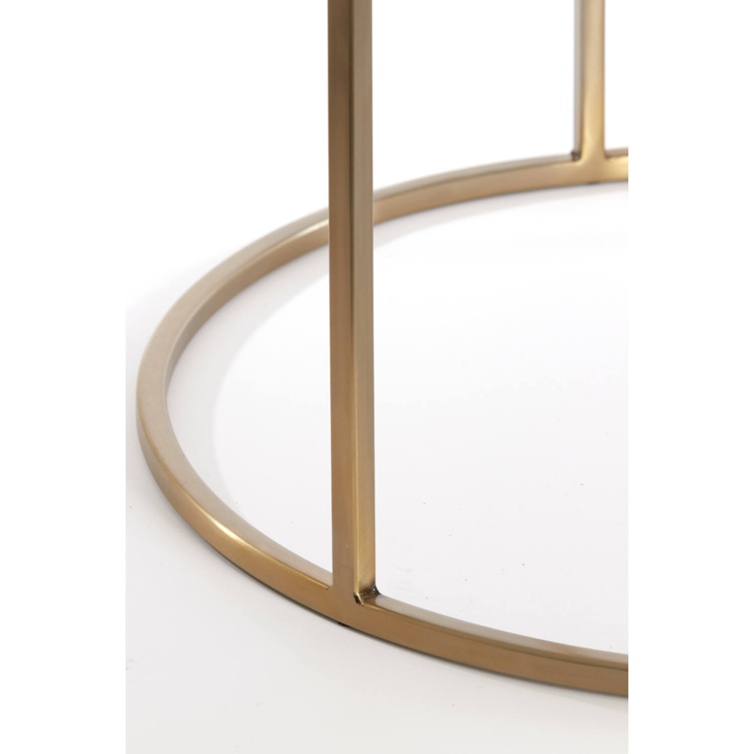 Salontafel S/2 Ø65x39+Ø75x44 cm DUARTE gls bruin+licht goud