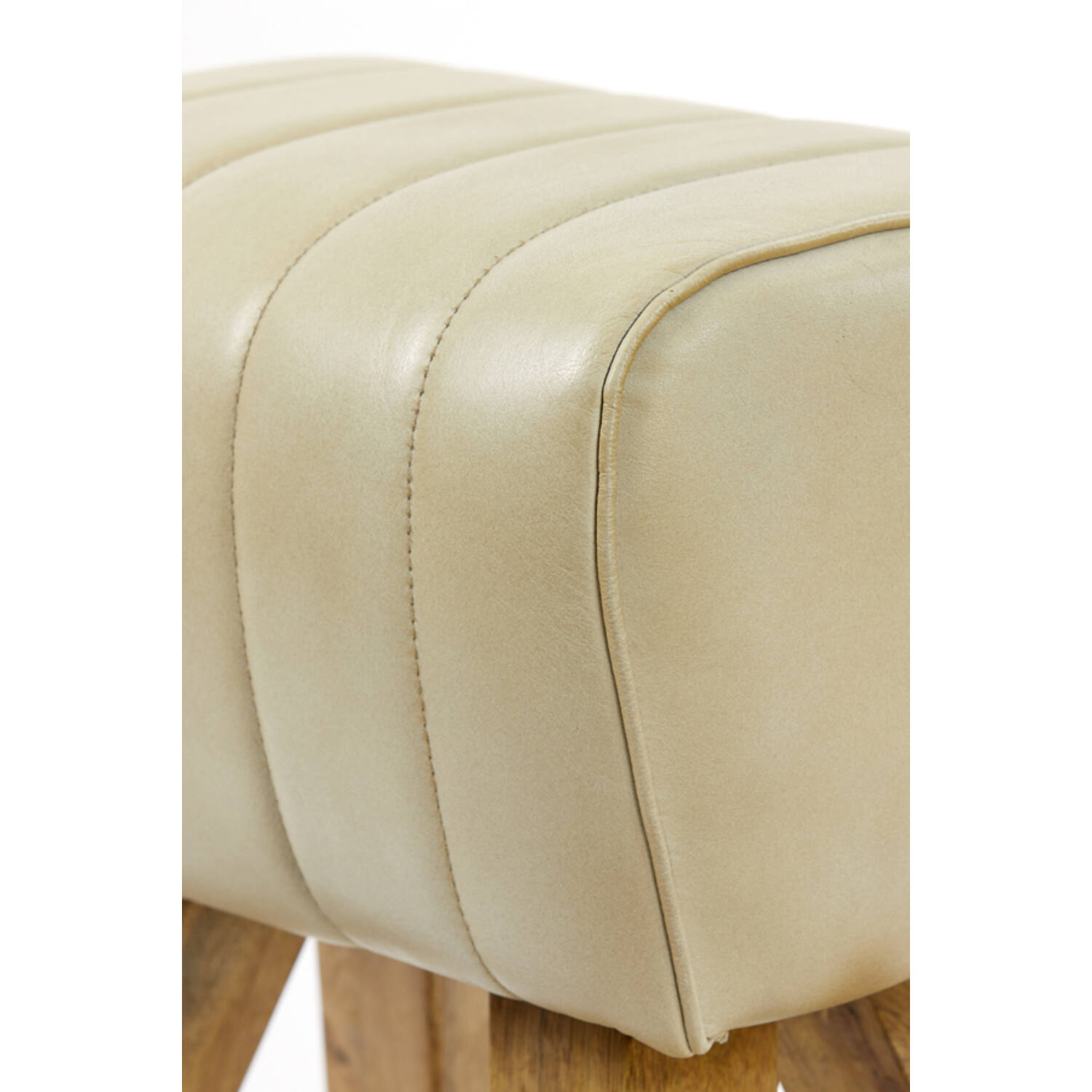 Stool 40x31x46 cm RAMY leather sand+wood natural