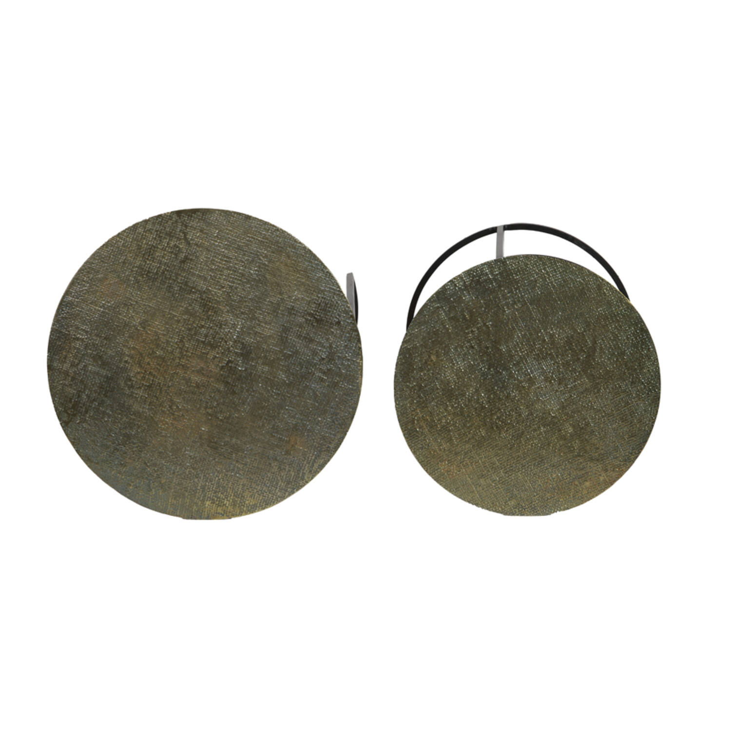 Bijzettafel S/2 Ø41x46+Ø49x52 cm RENGO relief antiek brons