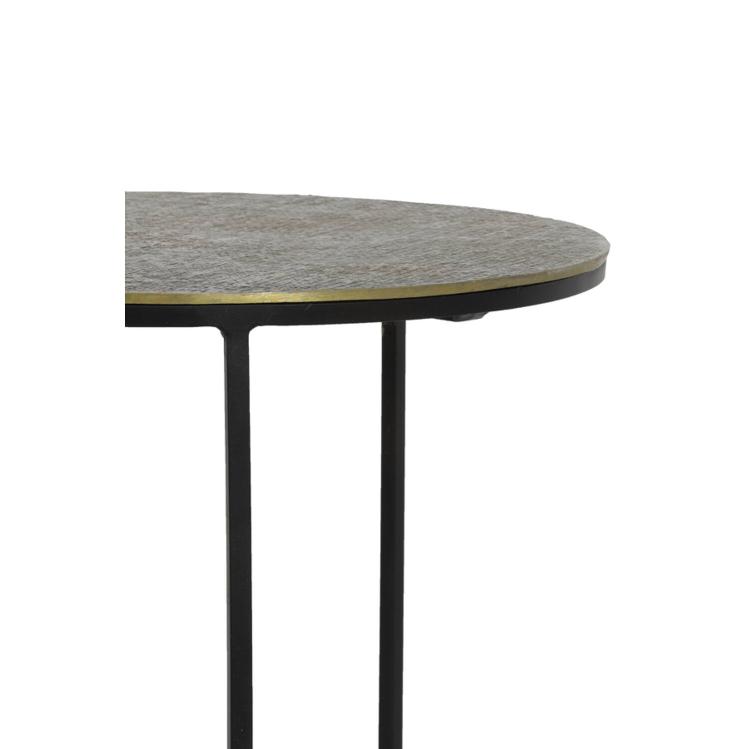 Bijzettafel S/2 Ø41x46+Ø49x52 cm RENGO relief antiek brons