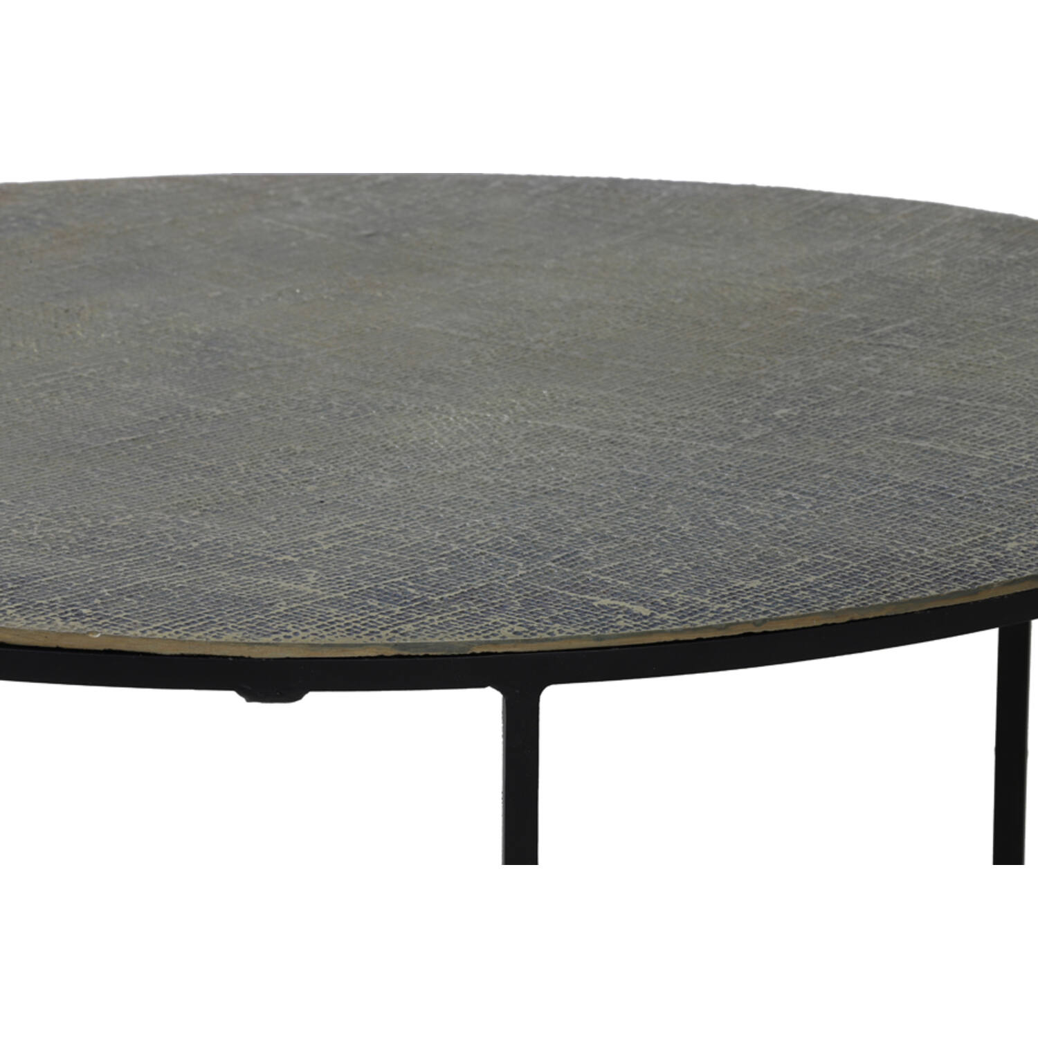 Coffee table S/2 Ø61x37+Ø76x41 cm RENGO texture ant bronze