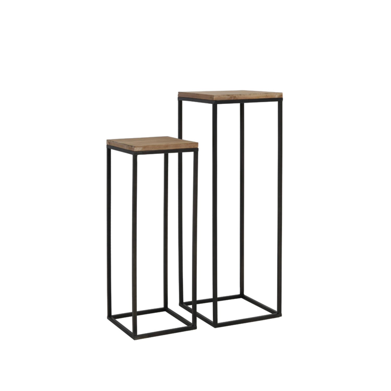 Zuil S/2 30x30x82,5+35x35x102 cm YARULA hout+zwart