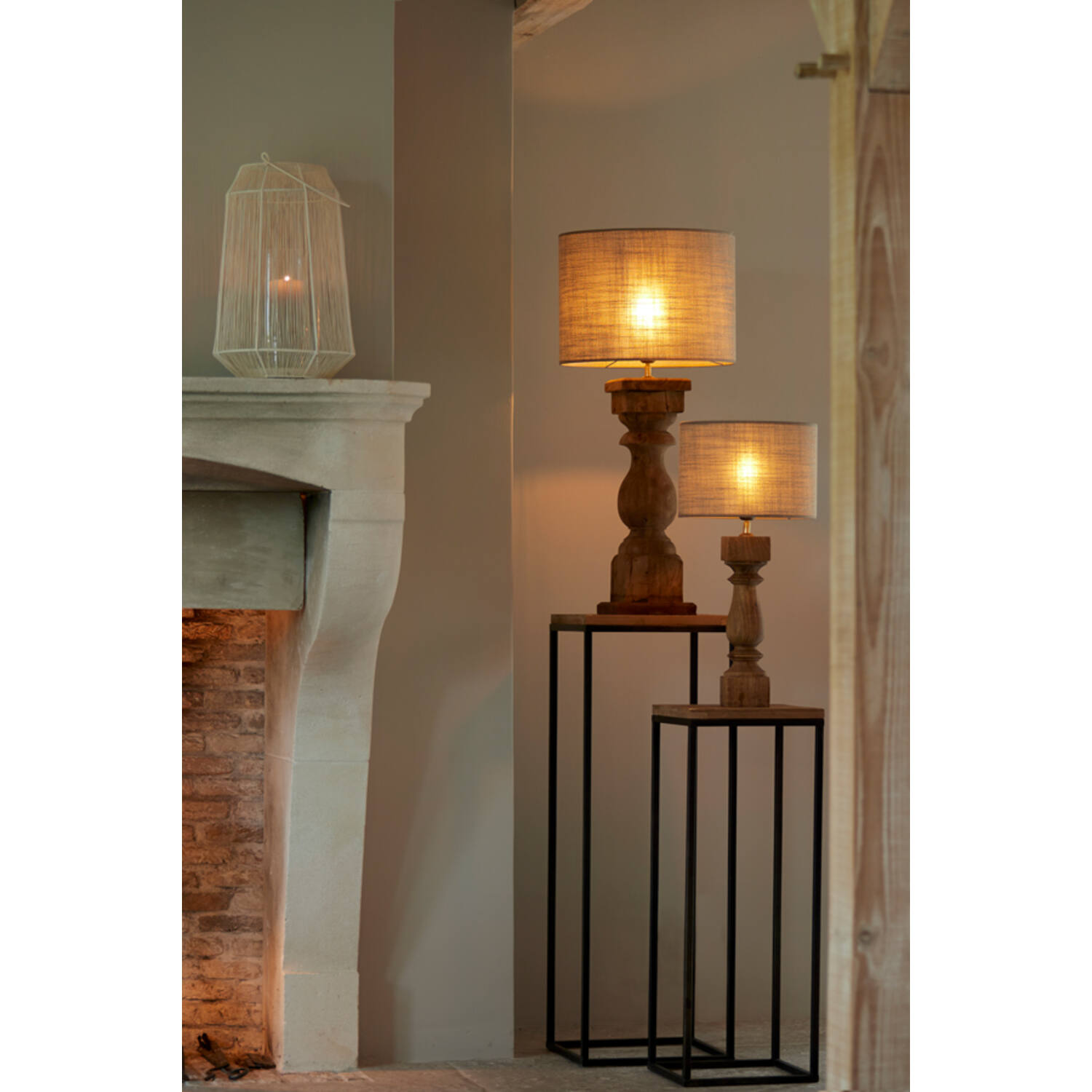 Zuil S/2 30x30x82,5+35x35x102 cm YARULA hout+zwart