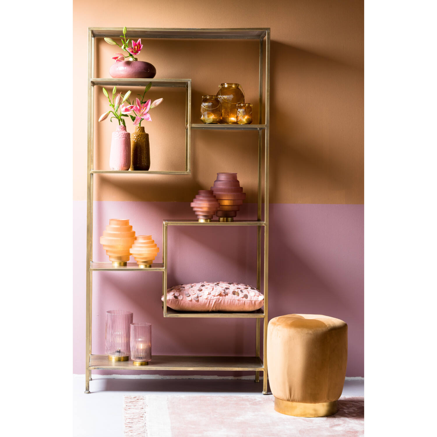 Kast open 101x36x200 cm YVANA antiek goud