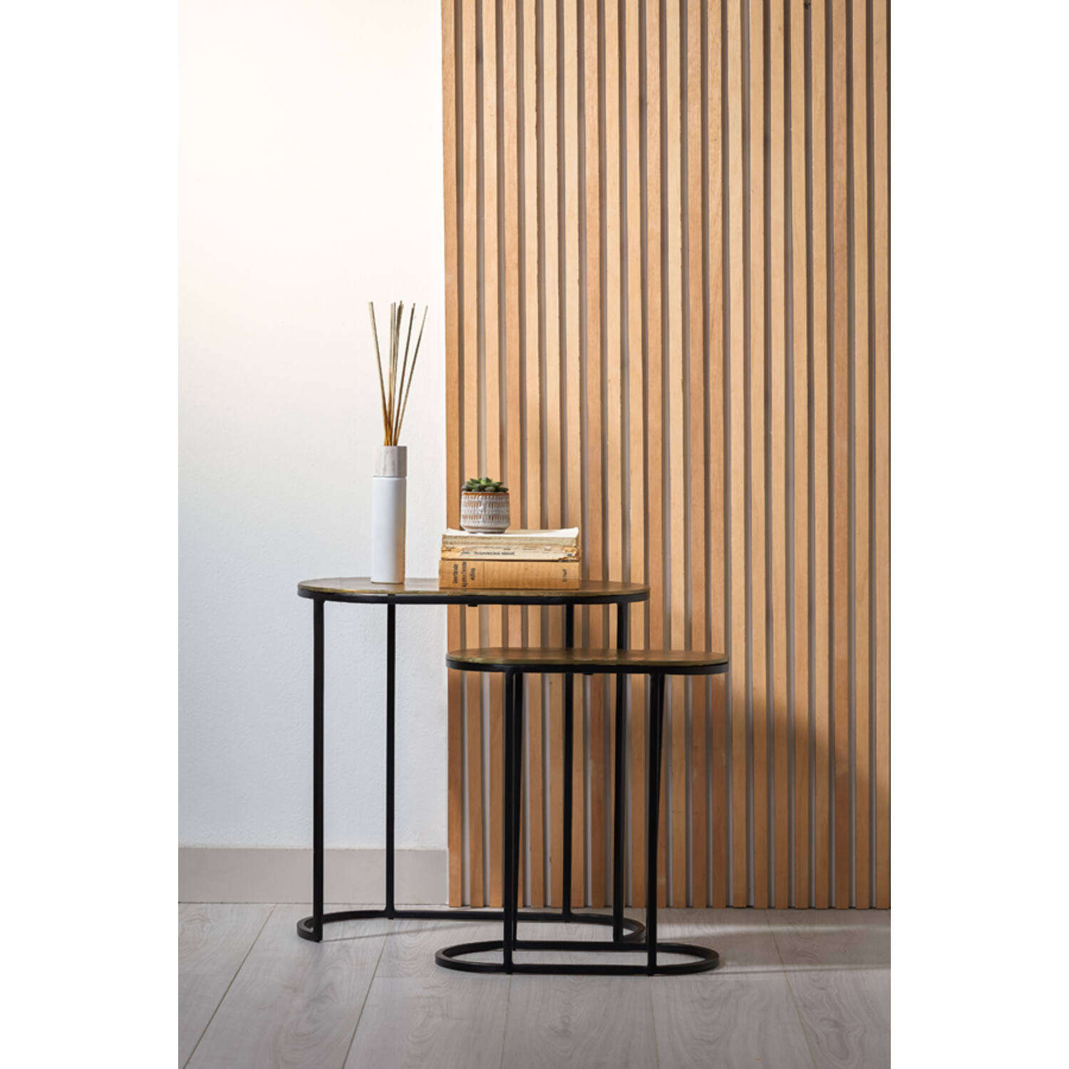 Bijzettafel S/2 max 53x26x53 cm BOCOV antiek brons-zwart