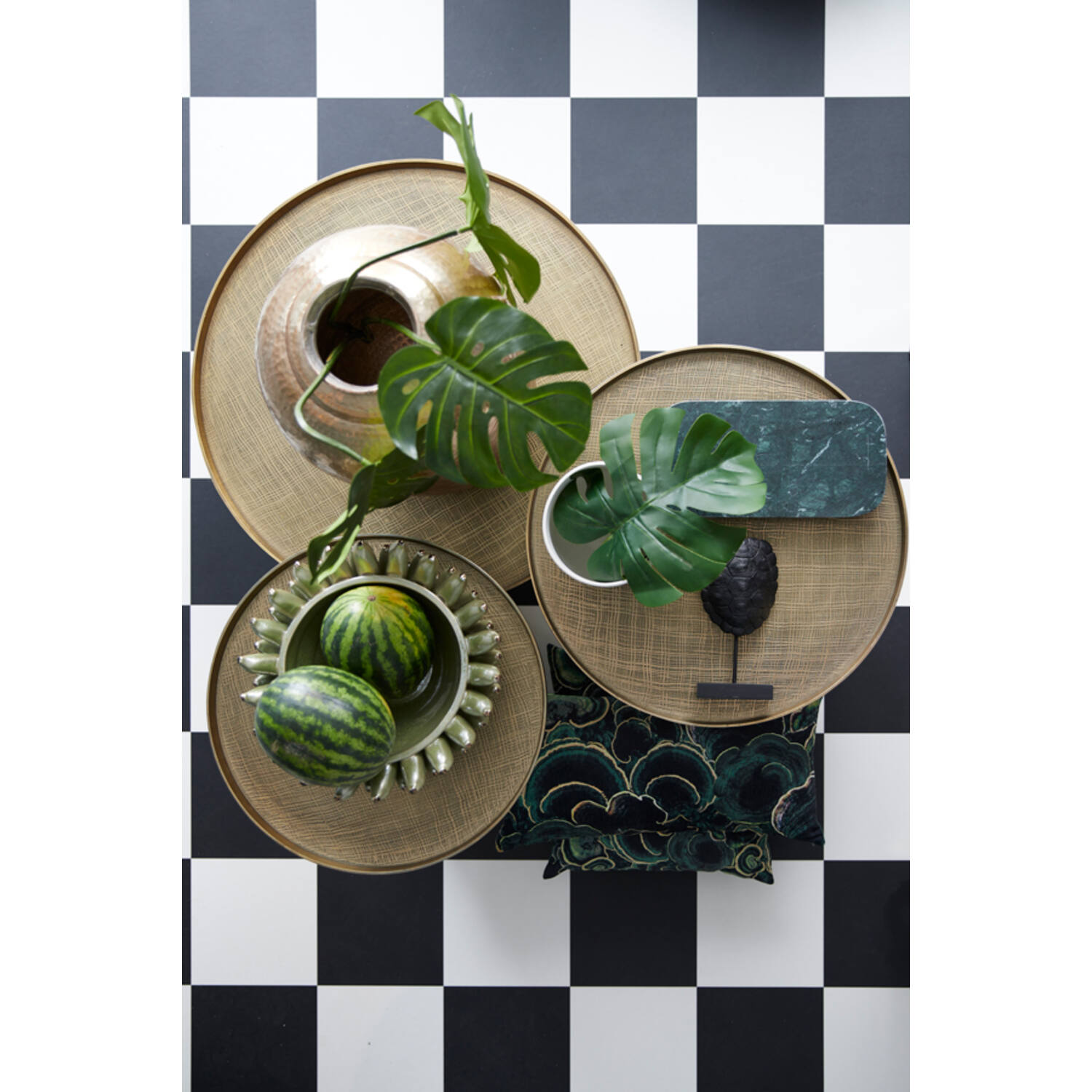 Salontafel Ø75x35 cm POPETA antiek brons-zwart