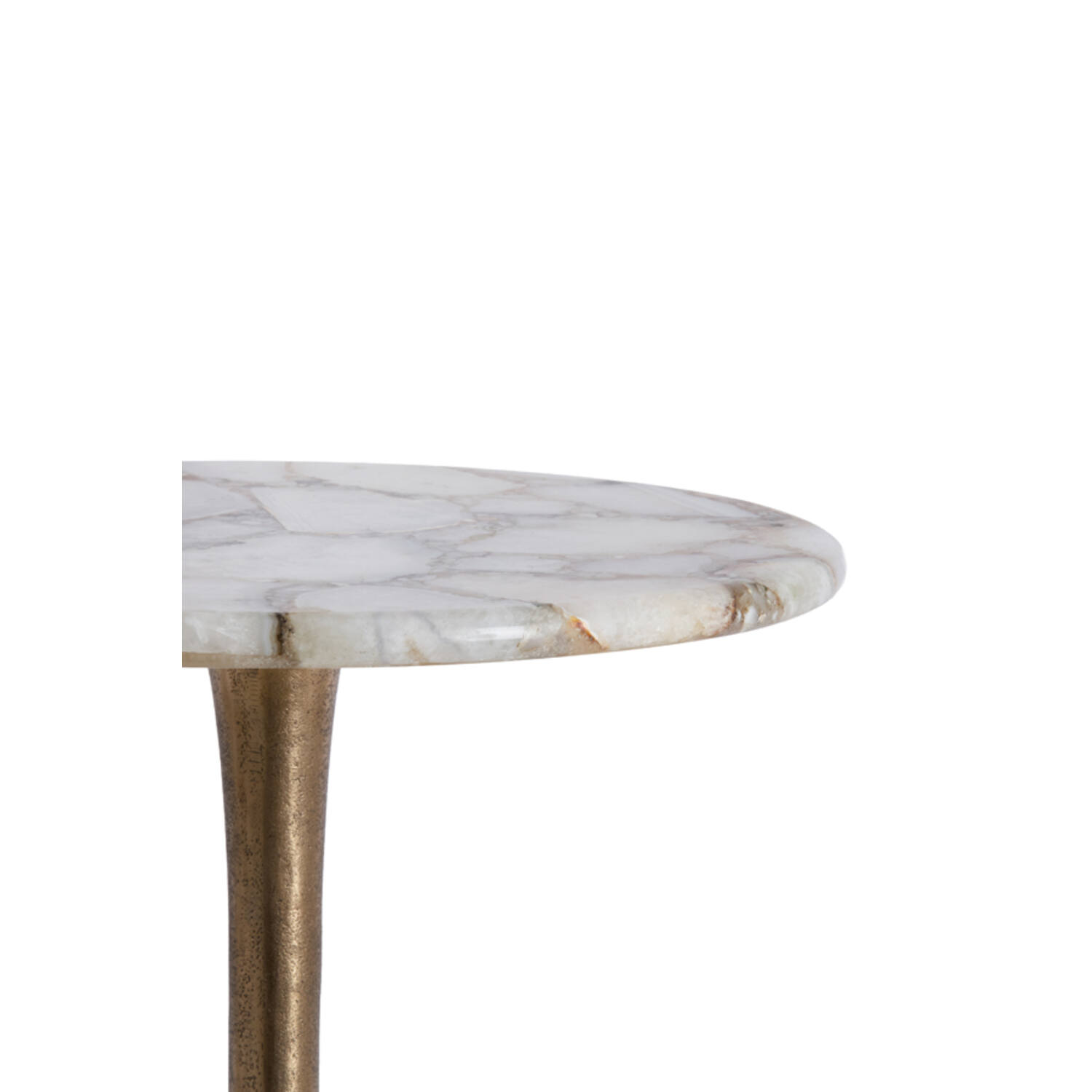 Side table Ø48x53 cm RICKERD agate white+antique bronze