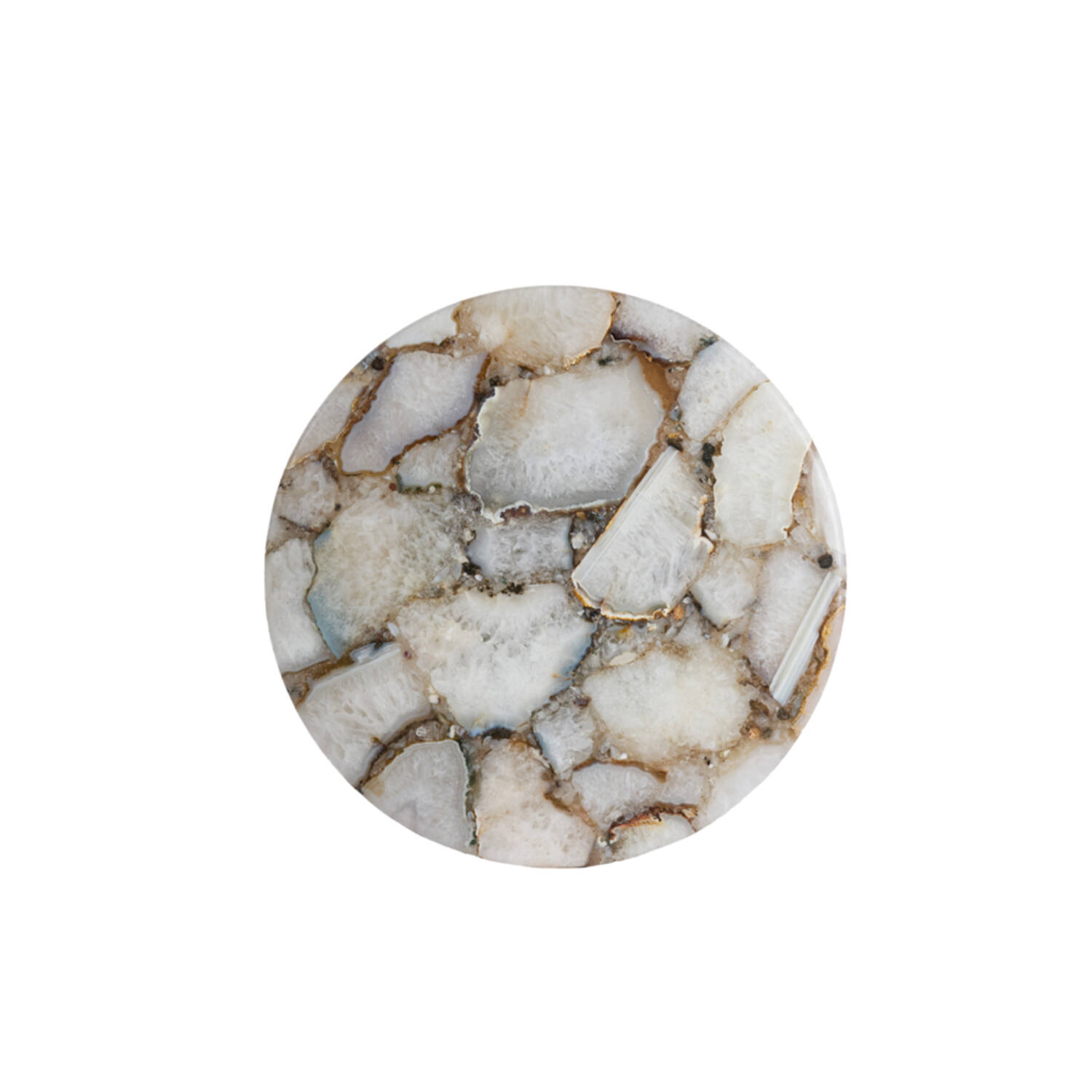 Side table Ø48x53 cm RICKERD agate white+antique bronze