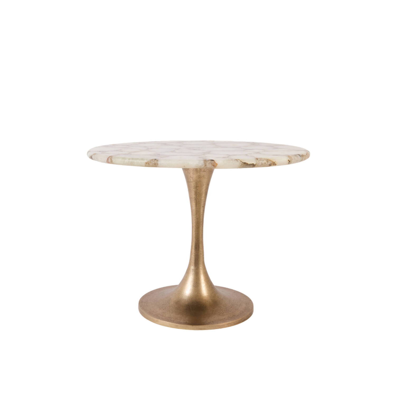 Side table Ø61x41 cm RICKERD agate white+antique bronze