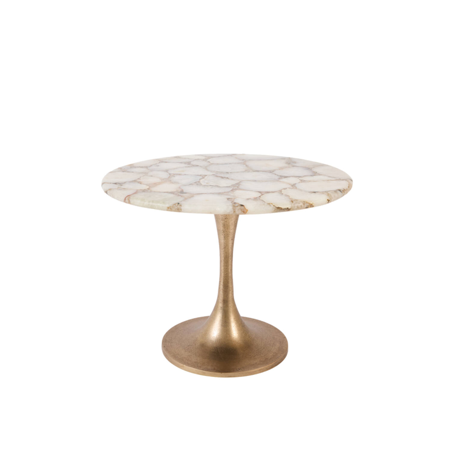 Side table Ø61x41 cm RICKERD agate white+antique bronze