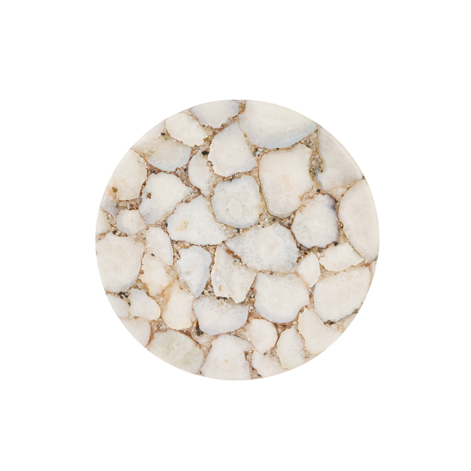 Side table Ø61x41 cm RICKERD agate white+antique bronze