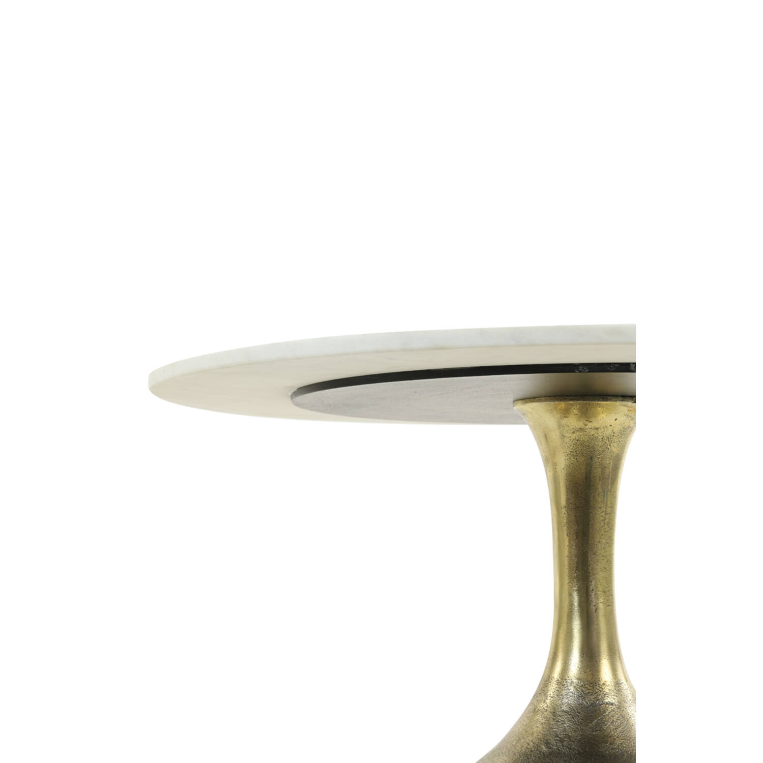 Coffee table Ø76x36 cm RICKERD white marble+antique bronze