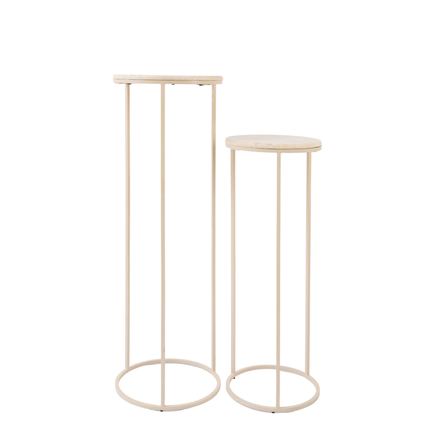 Pillar S/2 Ø32x82+Ø41x102 cm RICARDO travertine sand+beige