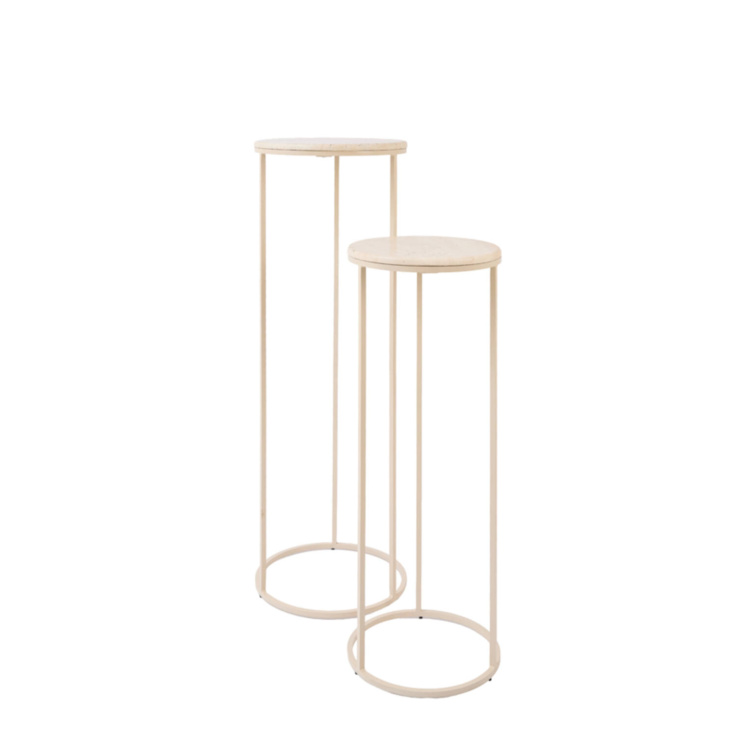 Pillar S/2 Ø32x82+Ø41x102 cm RICARDO travertine sand+beige