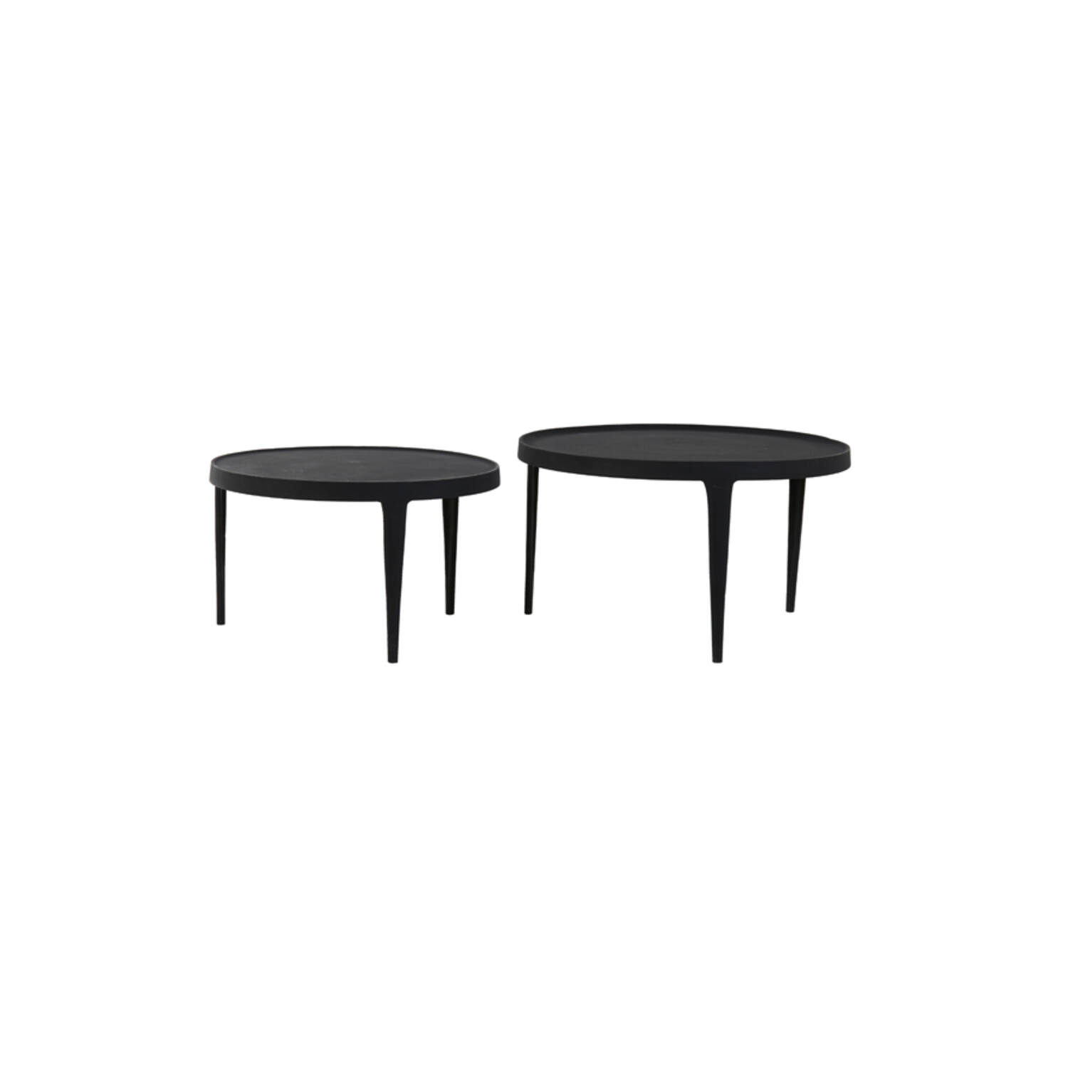 Coffee table S/2 Ø64x39+Ø75x44 cm TOBIAS black