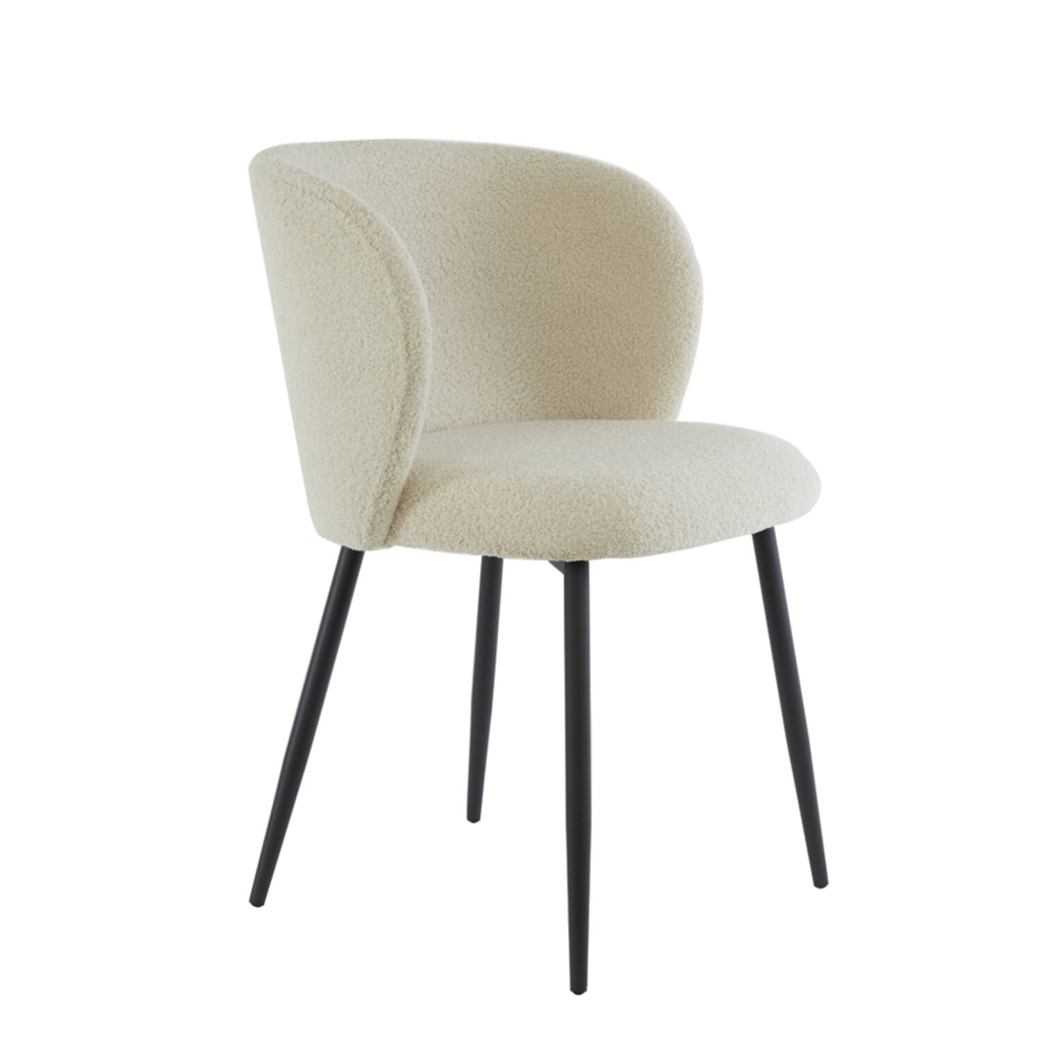 Dining chair 56x55x79 cm ELYNA teddy light beige-matt black