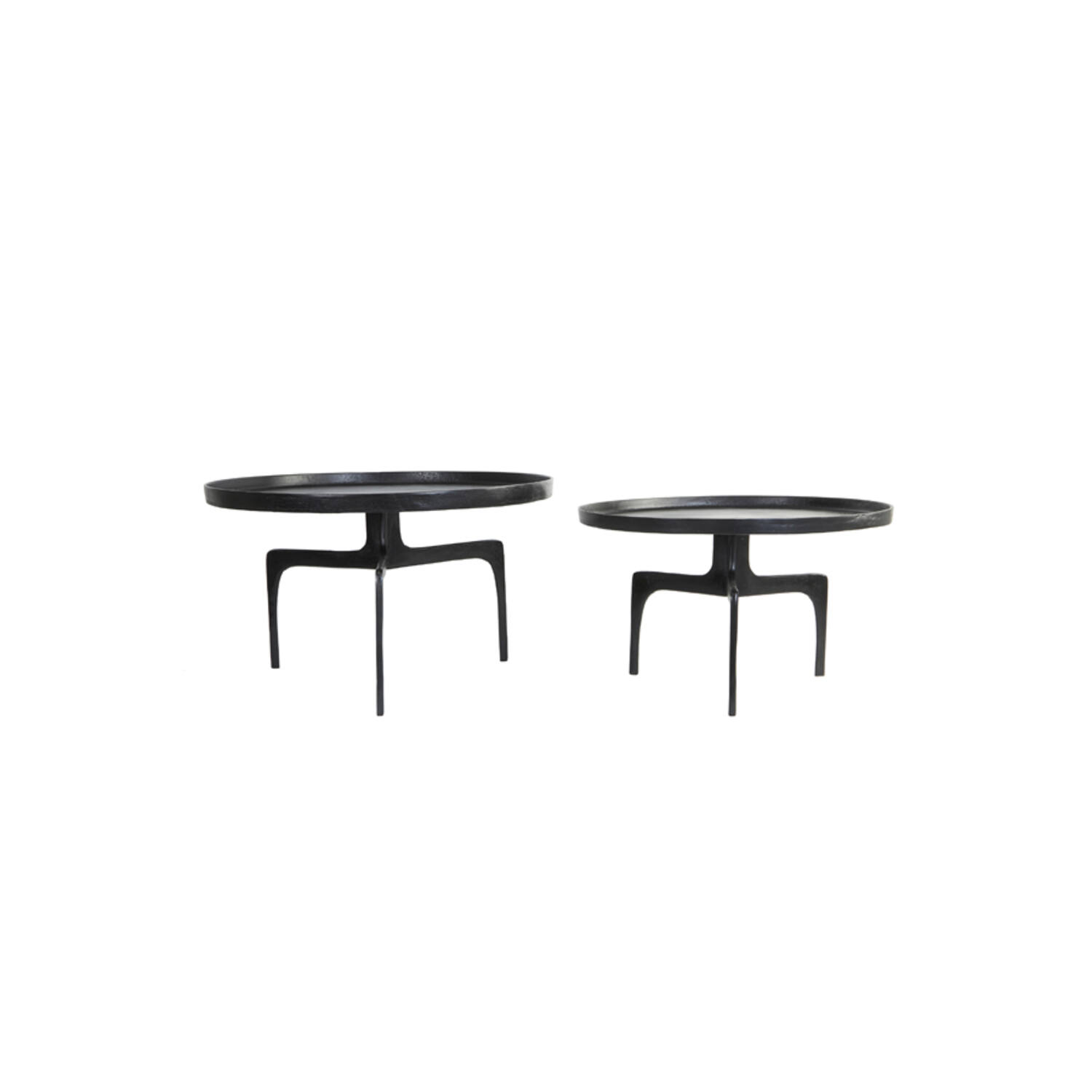 Salontafel S/2 Ø64x39+Ø75x44 cm PANO donker brons