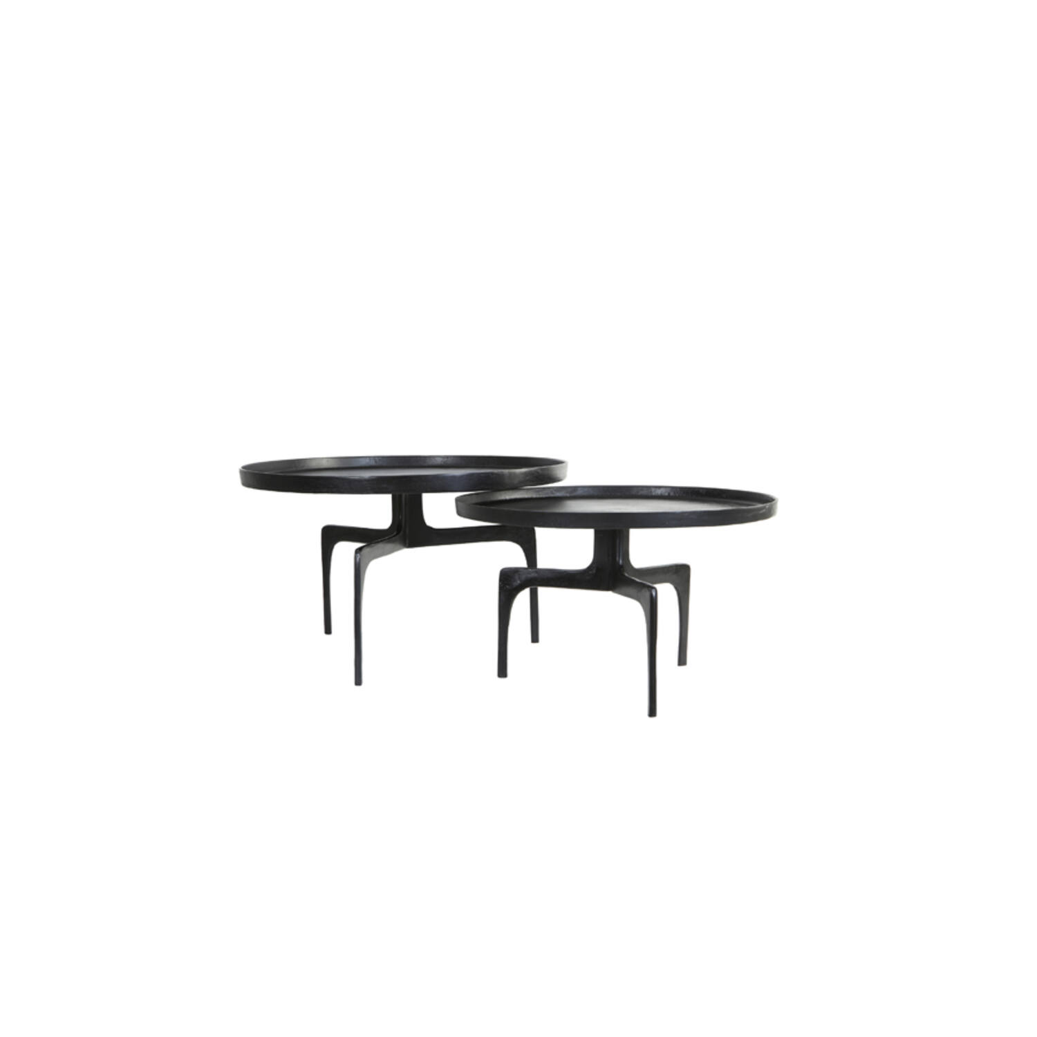 Salontafel S/2 Ø64x39+Ø75x44 cm PANO donker brons